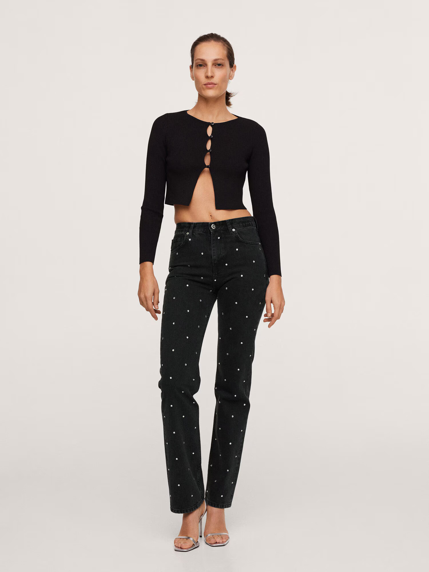 MANGO Jeans 'Nuit' negru / alb - Pled.ro