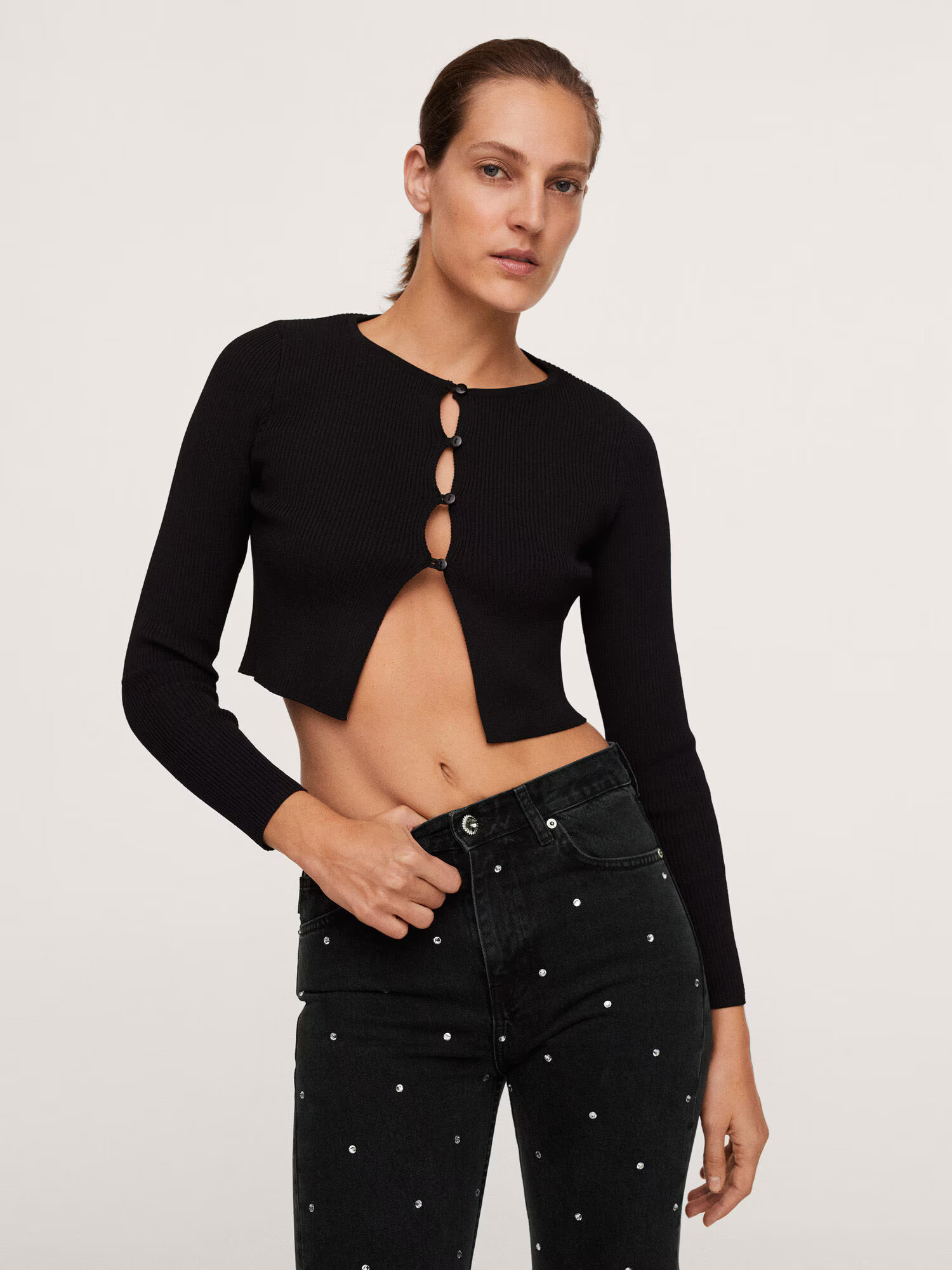 MANGO Jeans 'Nuit' negru / alb - Pled.ro