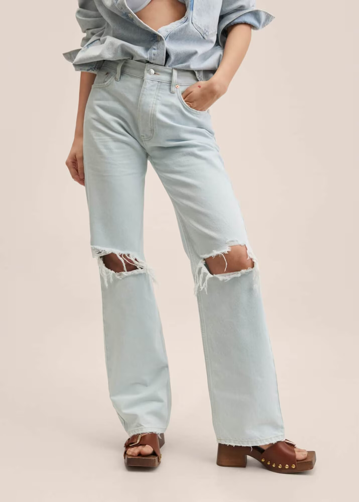 MANGO Jeans 'Zoe' albastru deschis / alb - Pled.ro