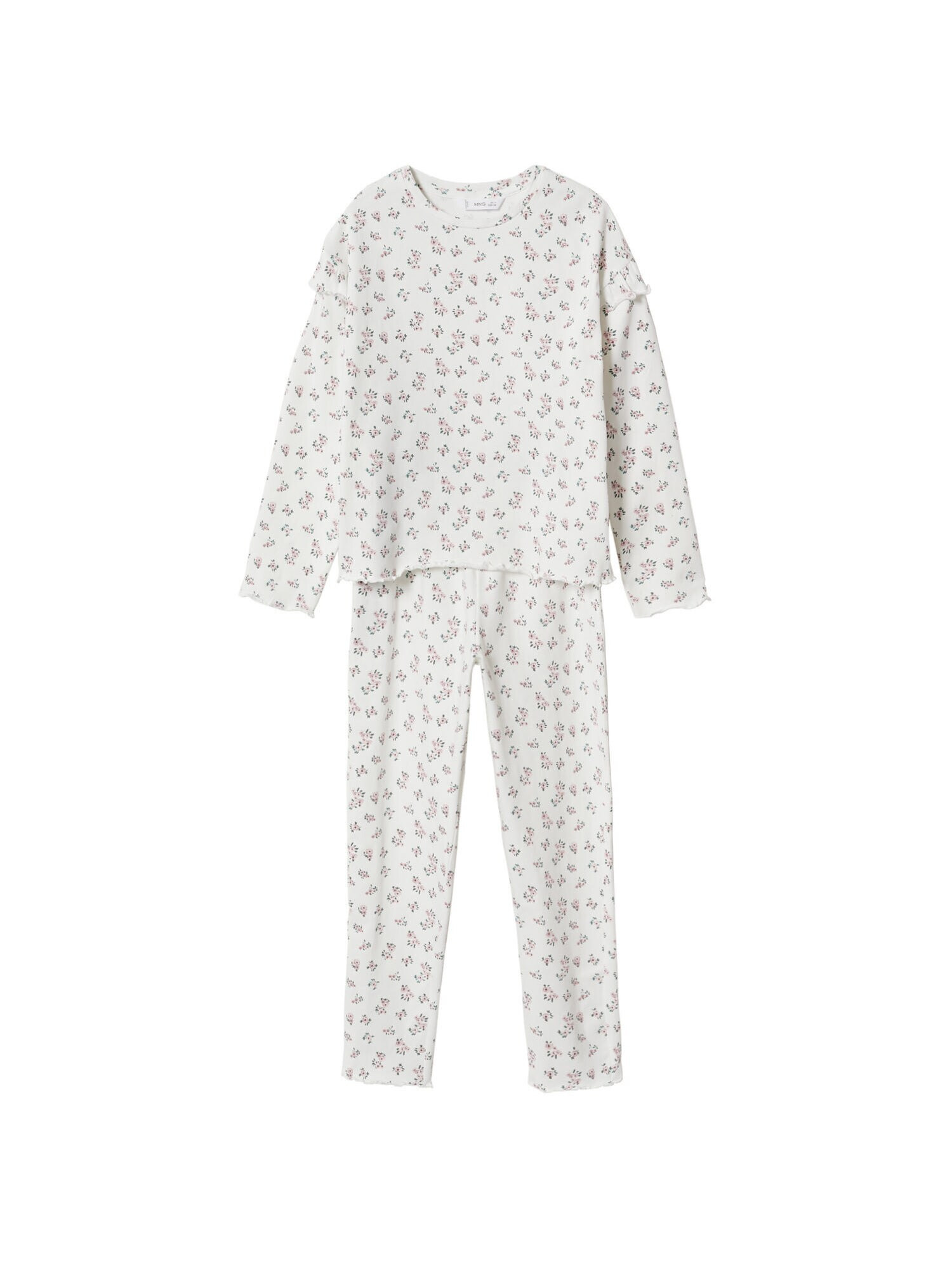 MANGO KIDS Pijamale 'Provenza' verde închis / roz pal / alb murdar - Pled.ro