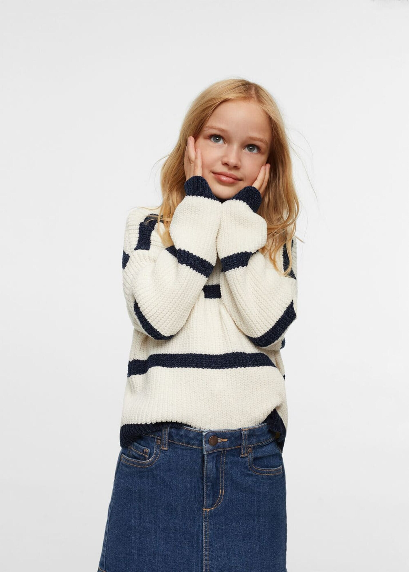 MANGO KIDS Pulover 'Maria' albastru cobalt / alb murdar - Pled.ro