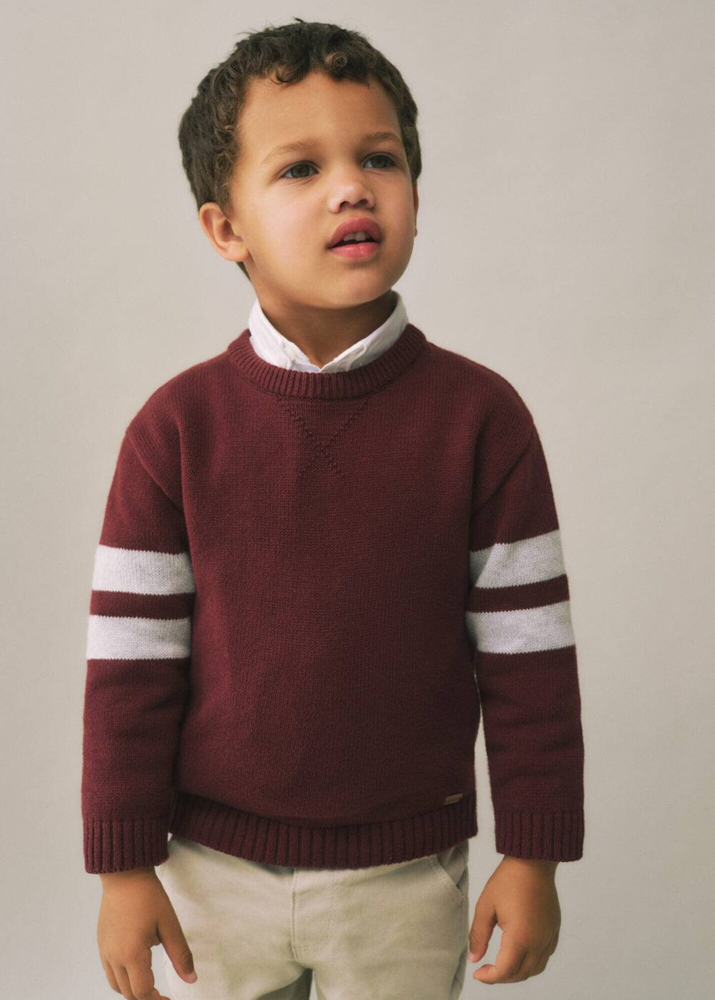 MANGO KIDS Pulover 'Russell' gri / roșu burgundy - Pled.ro