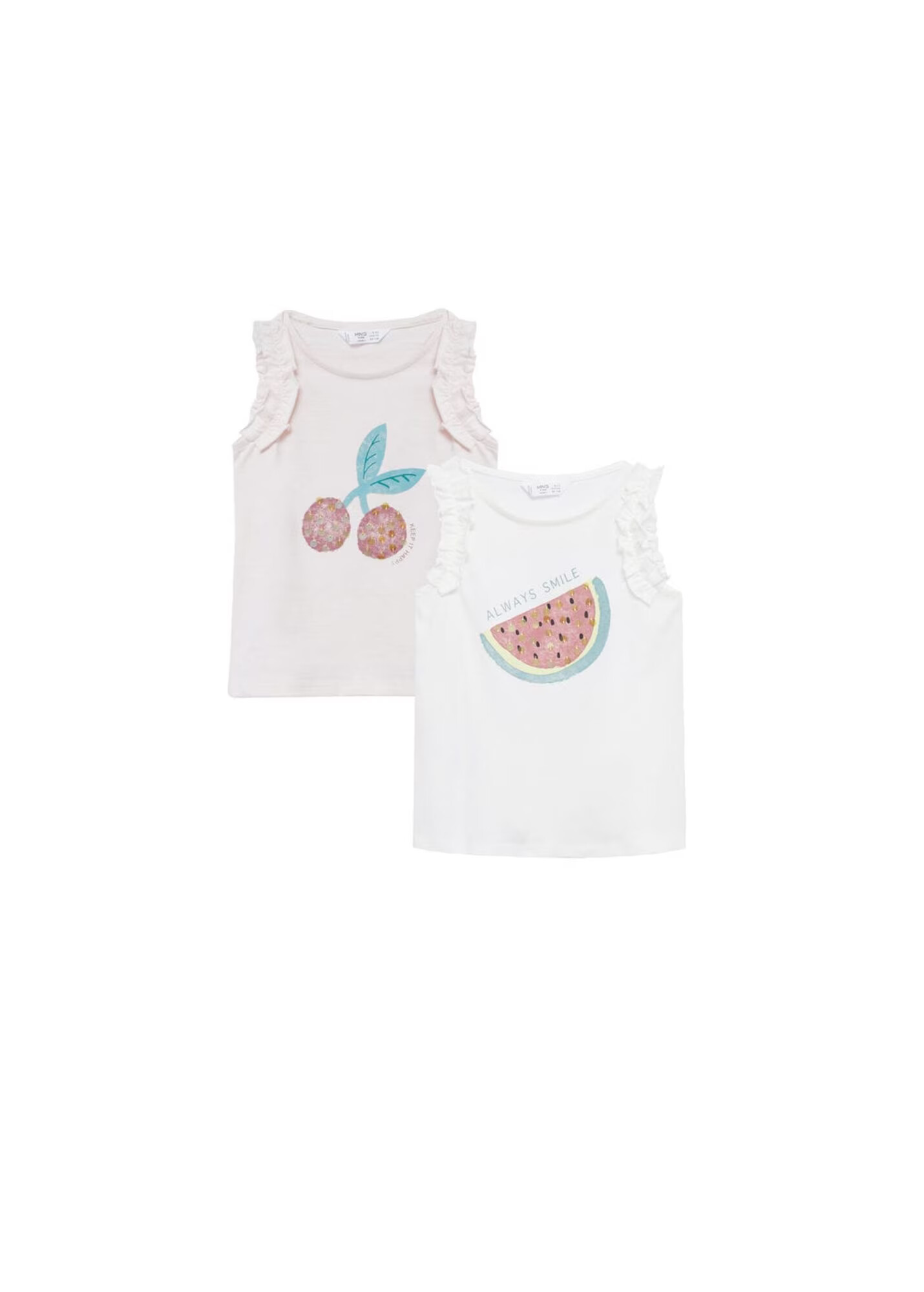 MANGO KIDS Tricou alb amestacat - Pled.ro