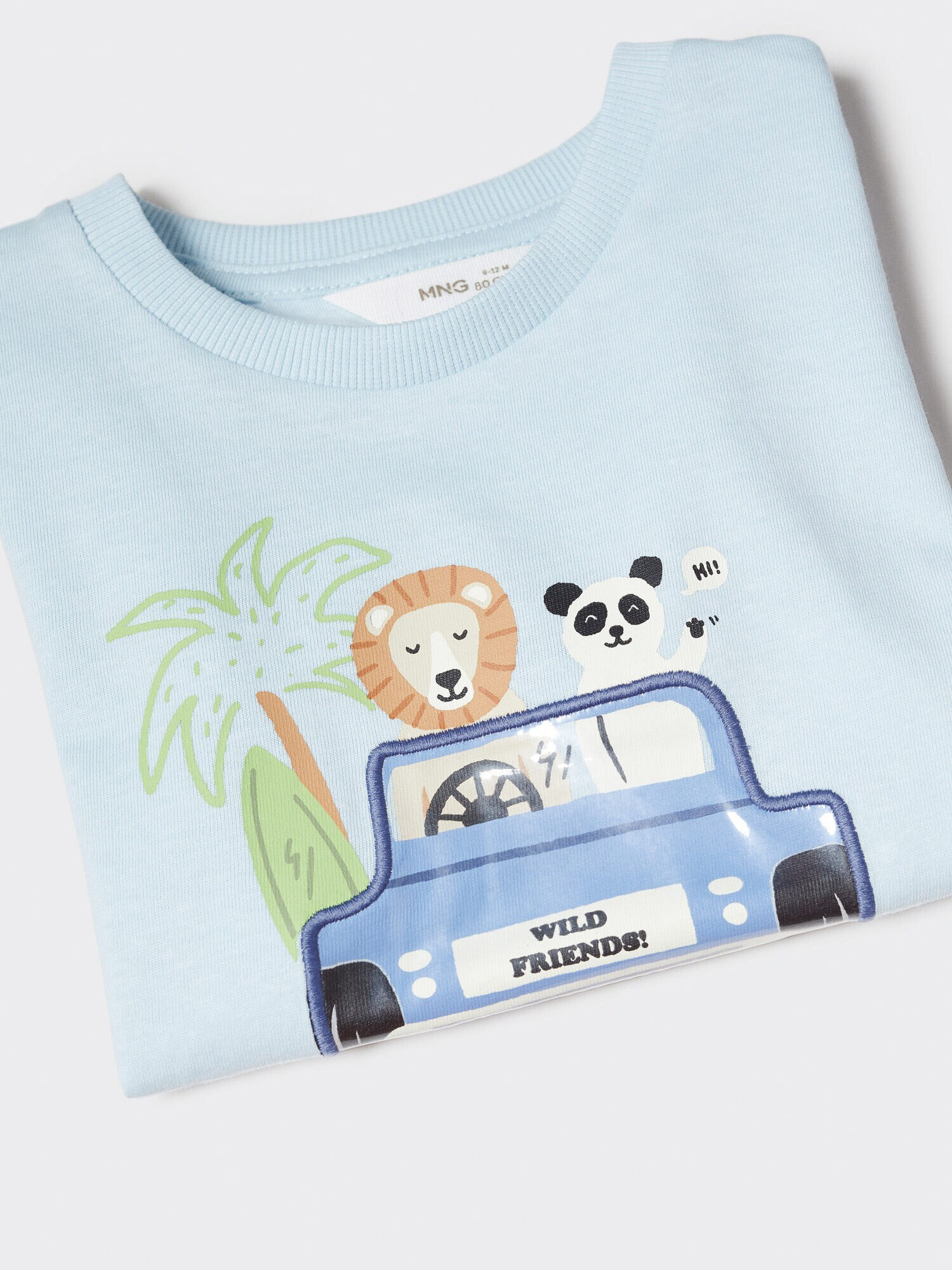 MANGO KIDS Tricou 'AMIGOS' azuriu / albastru deschis / verde / portocaliu - Pled.ro