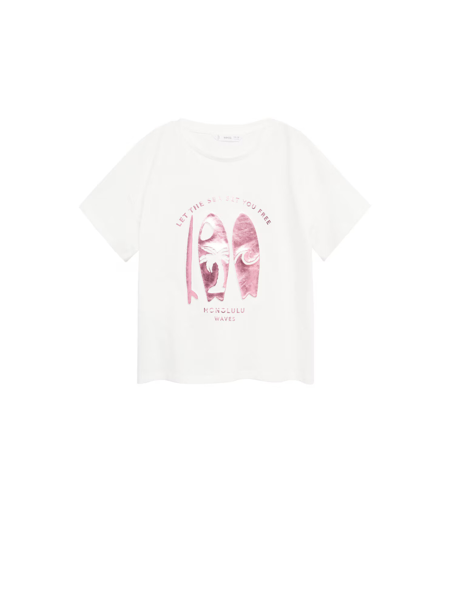 MANGO KIDS Tricou 'BOSS' rosé / alb murdar - Pled.ro