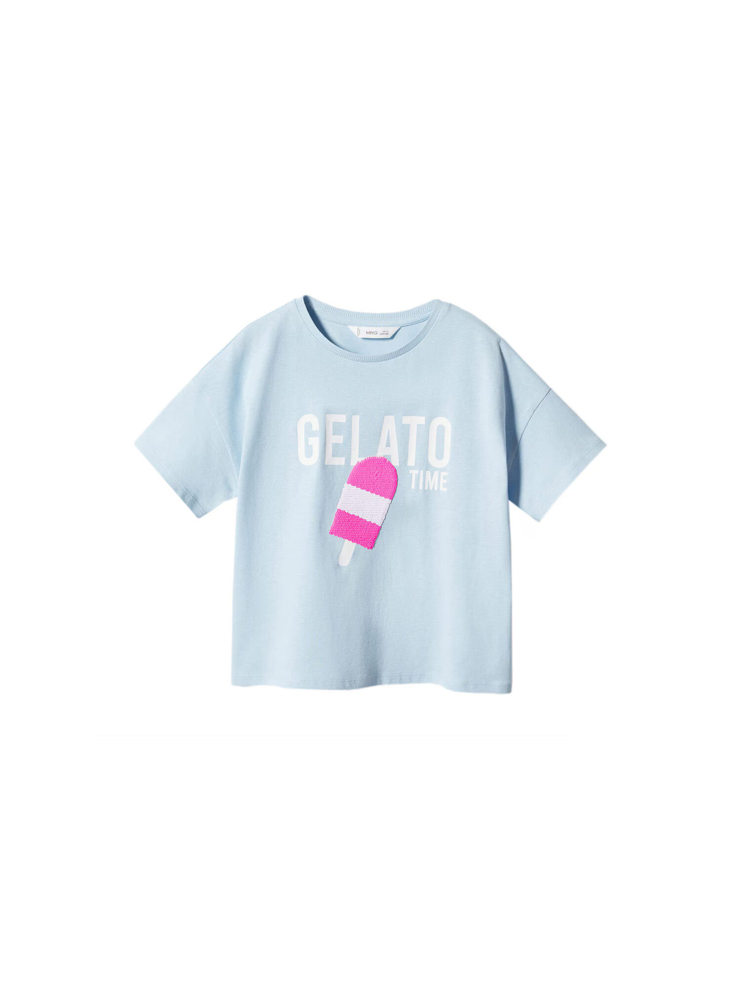 MANGO KIDS Tricou 'BRUNCH' albastru deschis / roz neon / alb - Pled.ro