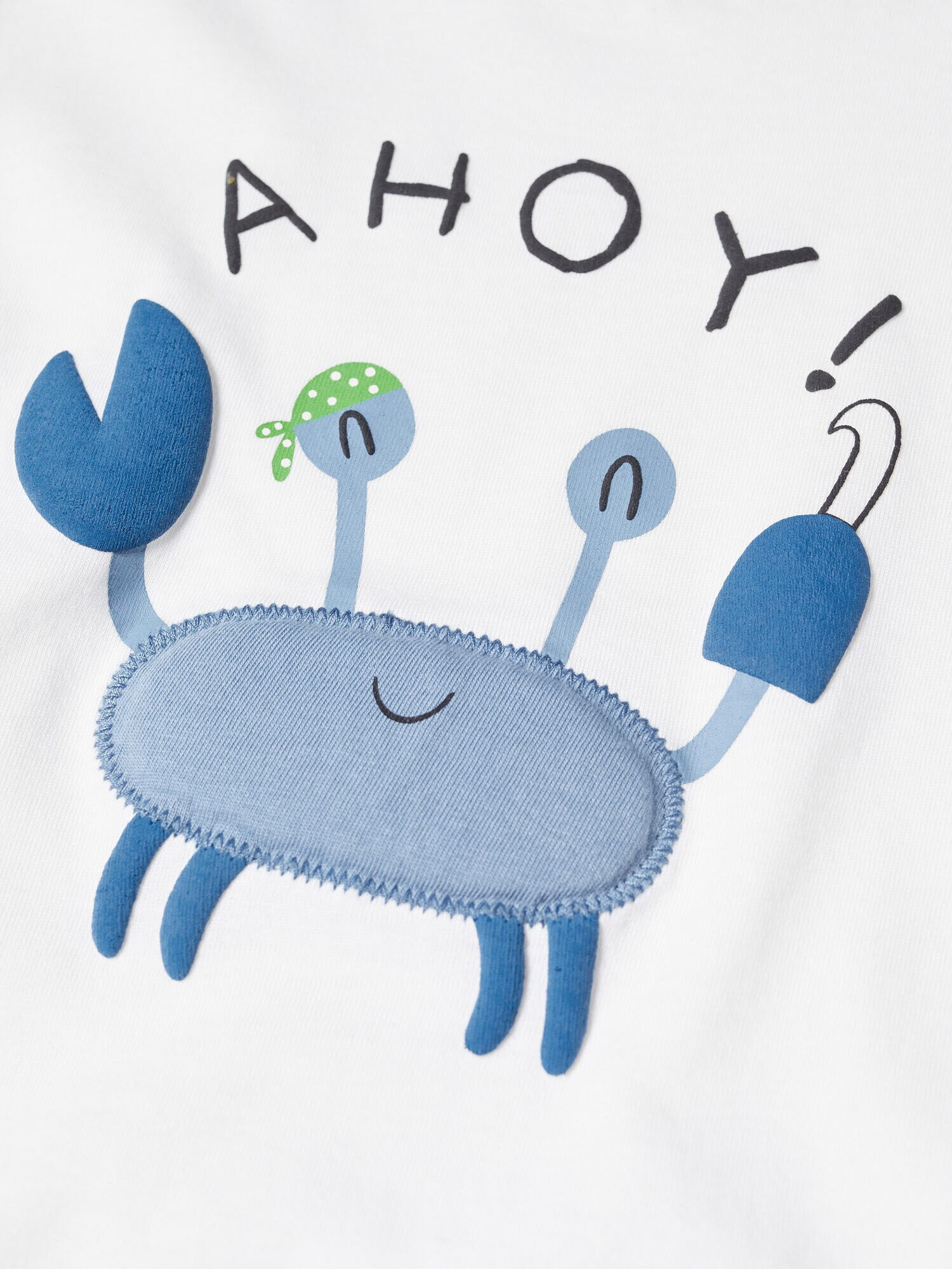 MANGO KIDS Tricou 'CRAB' ecru / albastru / verde / negru - Pled.ro