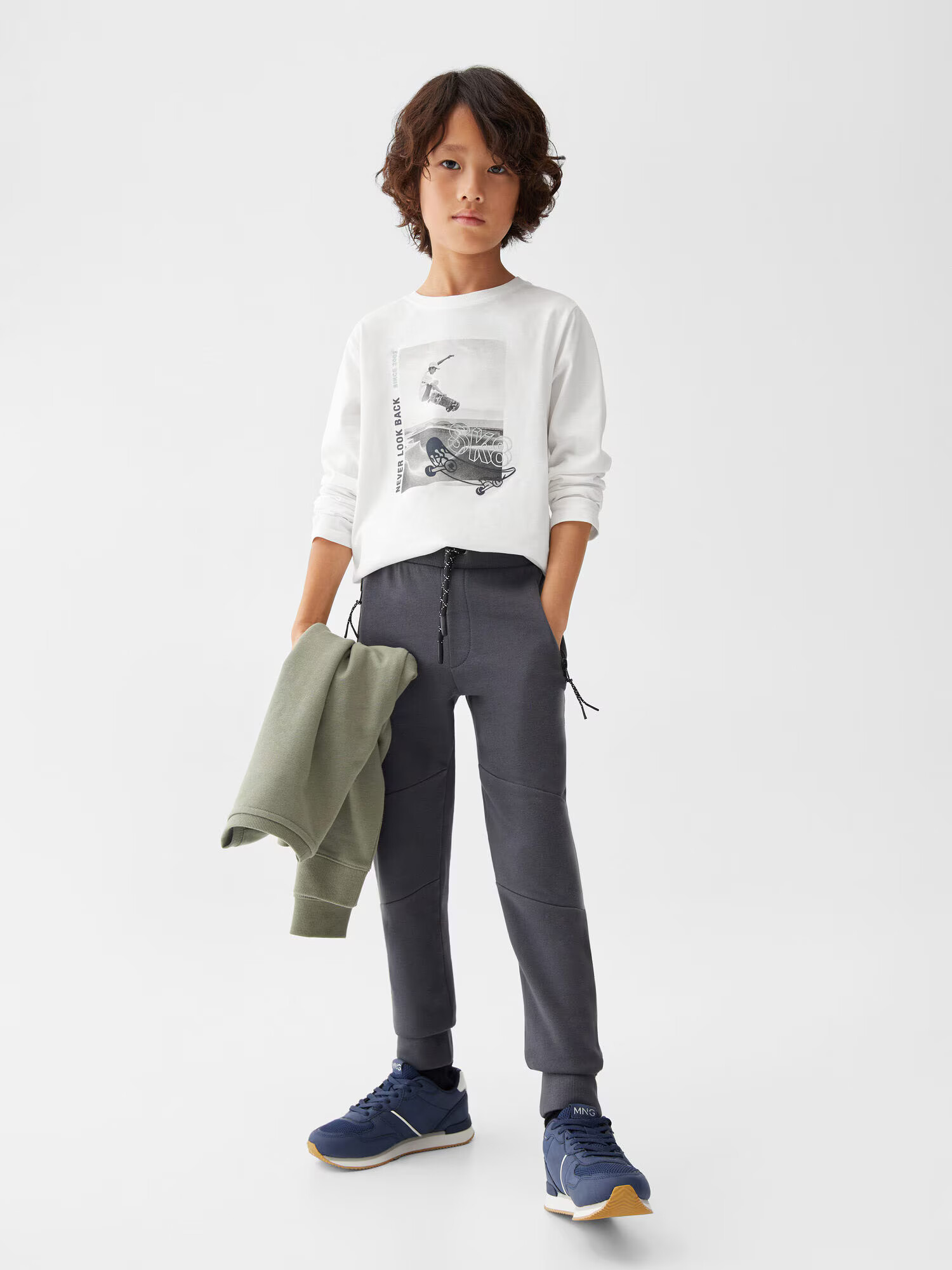 MANGO KIDS Tricou ecru / bleumarin / gri - Pled.ro