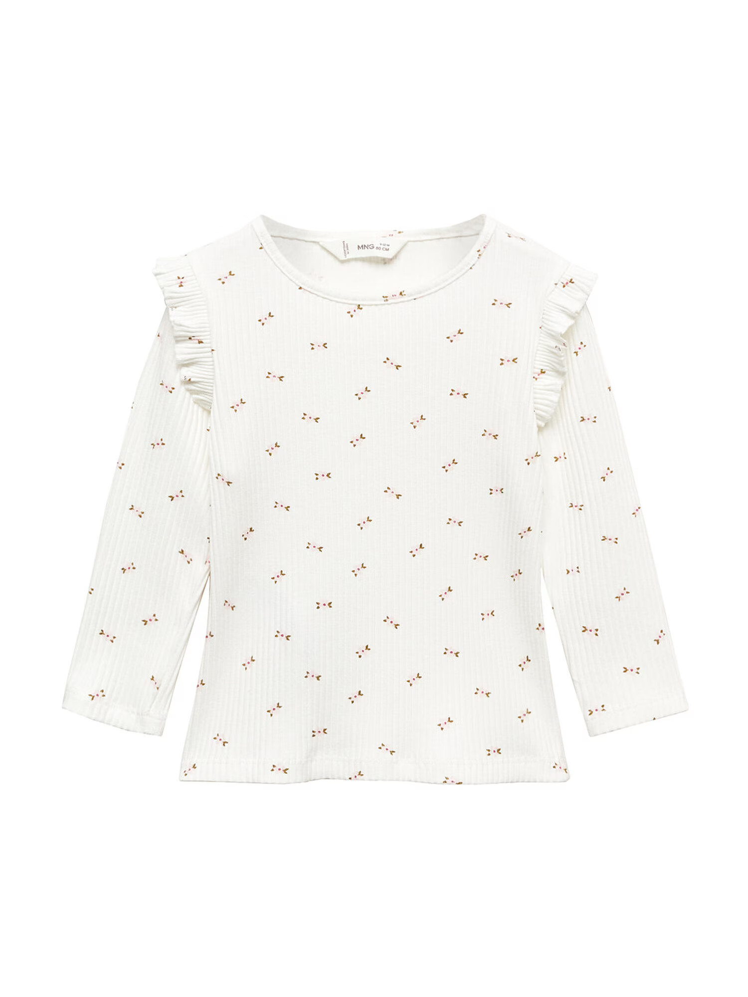 MANGO KIDS Tricou 'FLORI' ecru / sepie / roz - Pled.ro