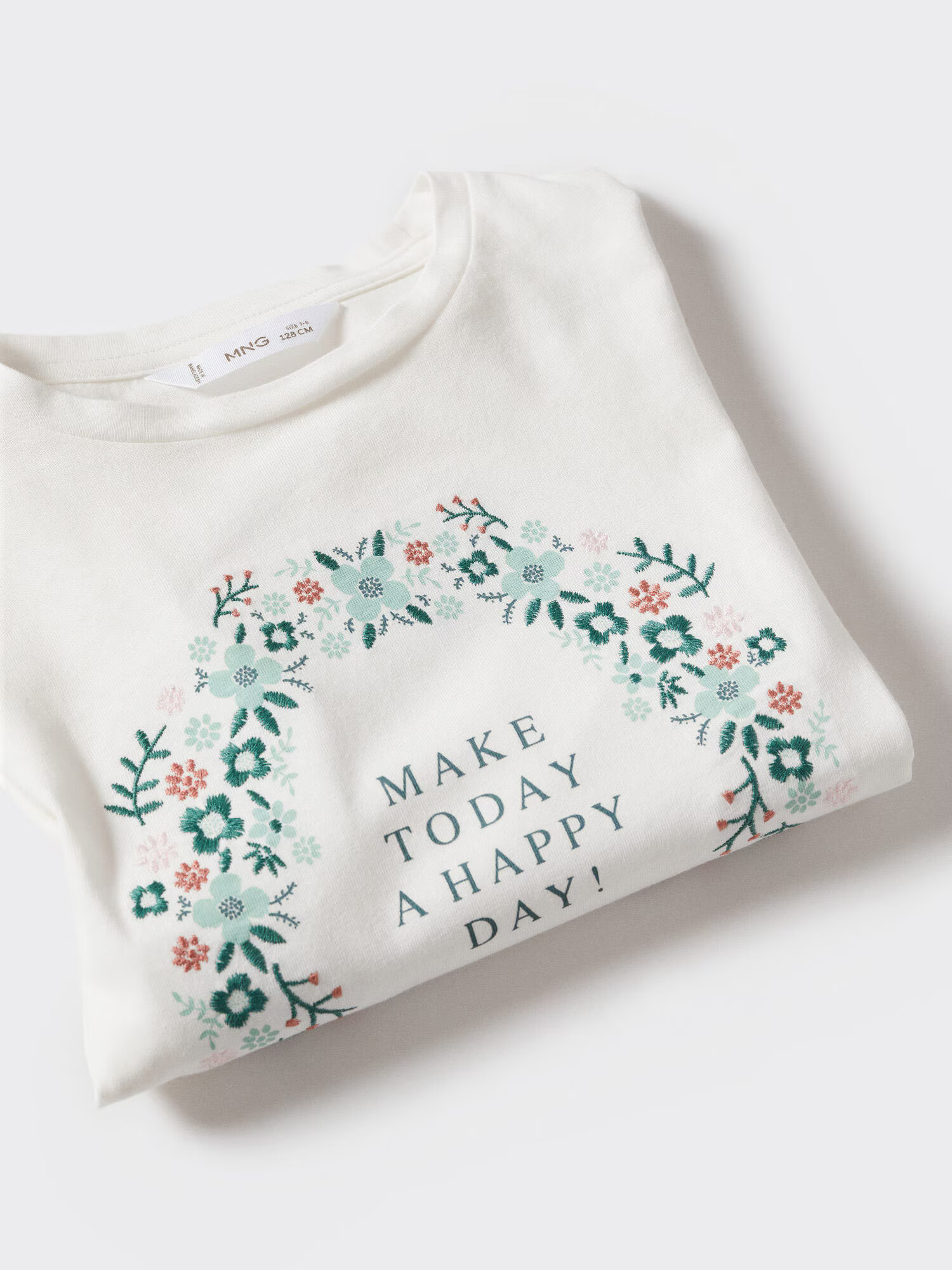 MANGO KIDS Tricou 'HAPPY' verde mentă / verde închis / portocaliu homar / alb murdar - Pled.ro