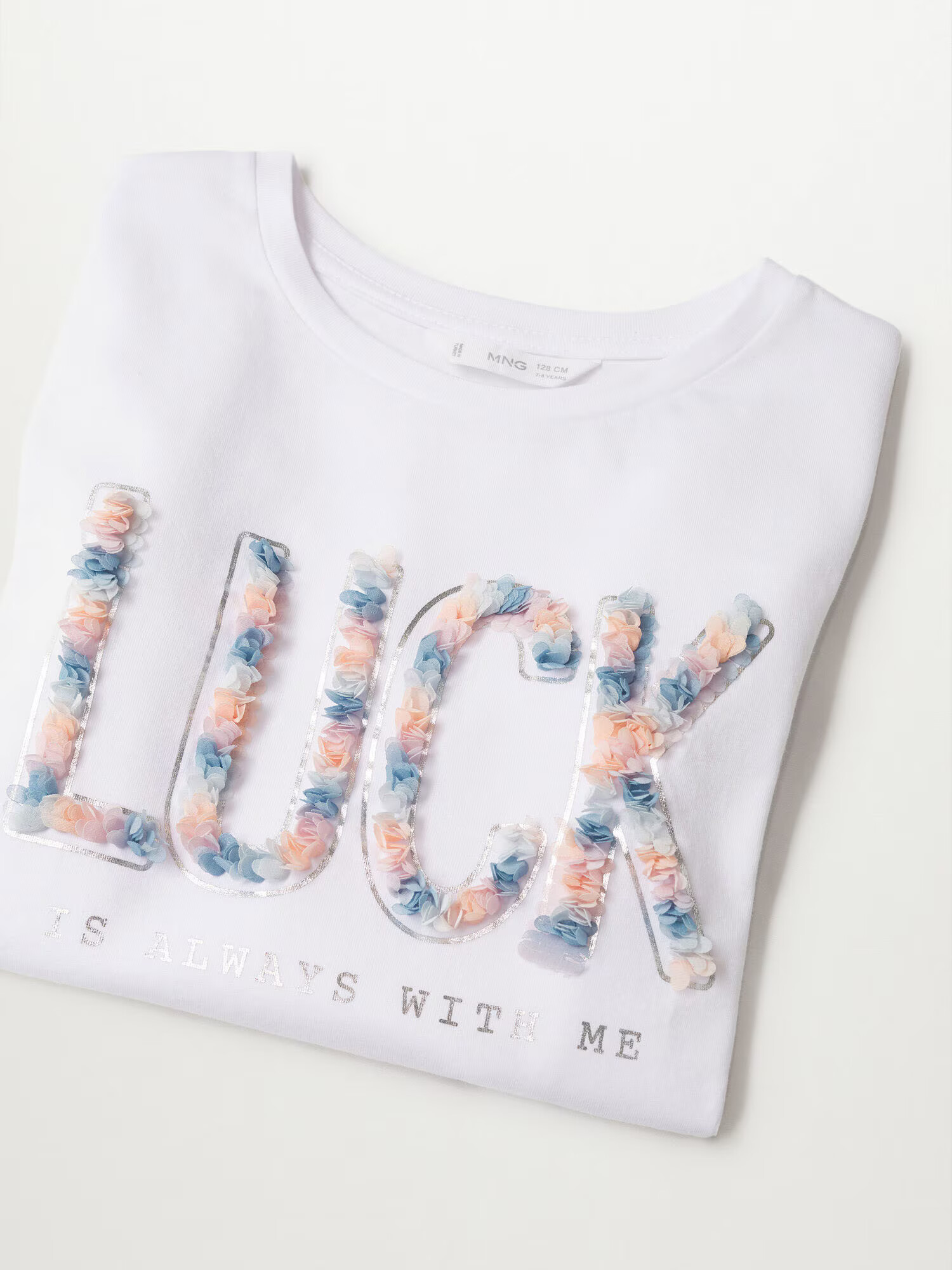 MANGO KIDS Tricou 'LUCK' mai multe culori / alb murdar - Pled.ro