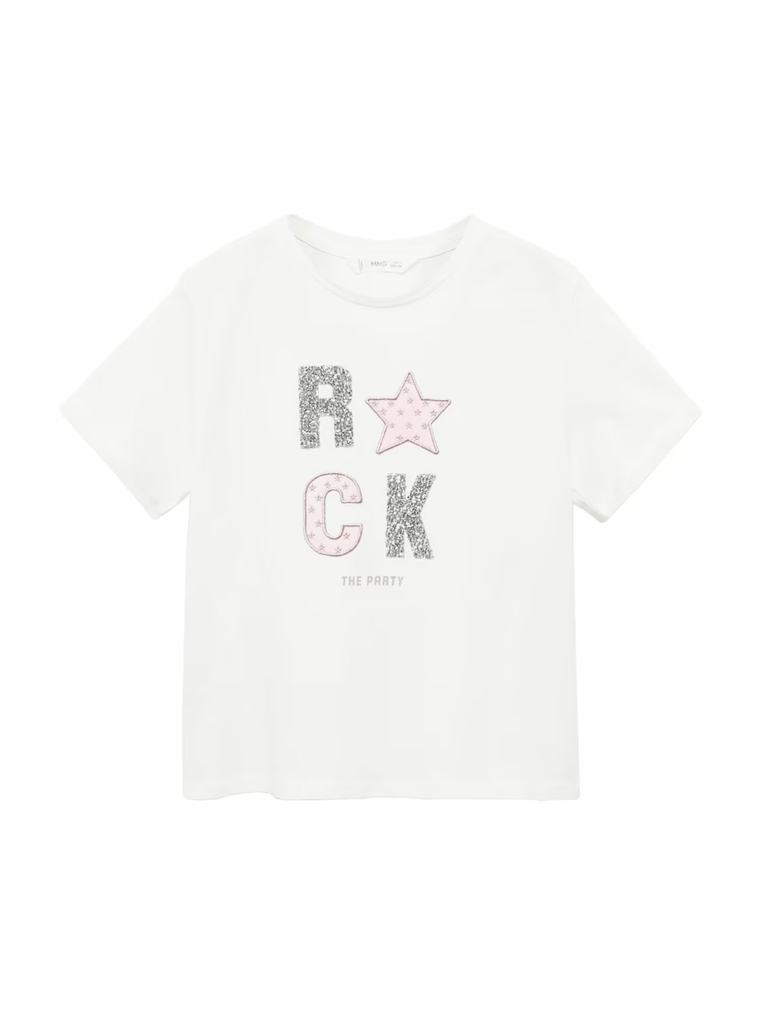 MANGO KIDS Tricou 'ROCK' ecru / roz / argintiu - Pled.ro