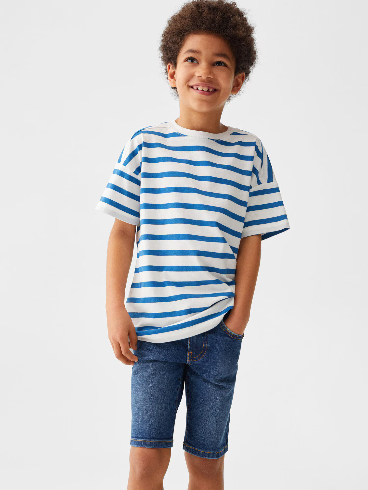 MANGO KIDS Tricou 'TIM' albastru / alb - Pled.ro