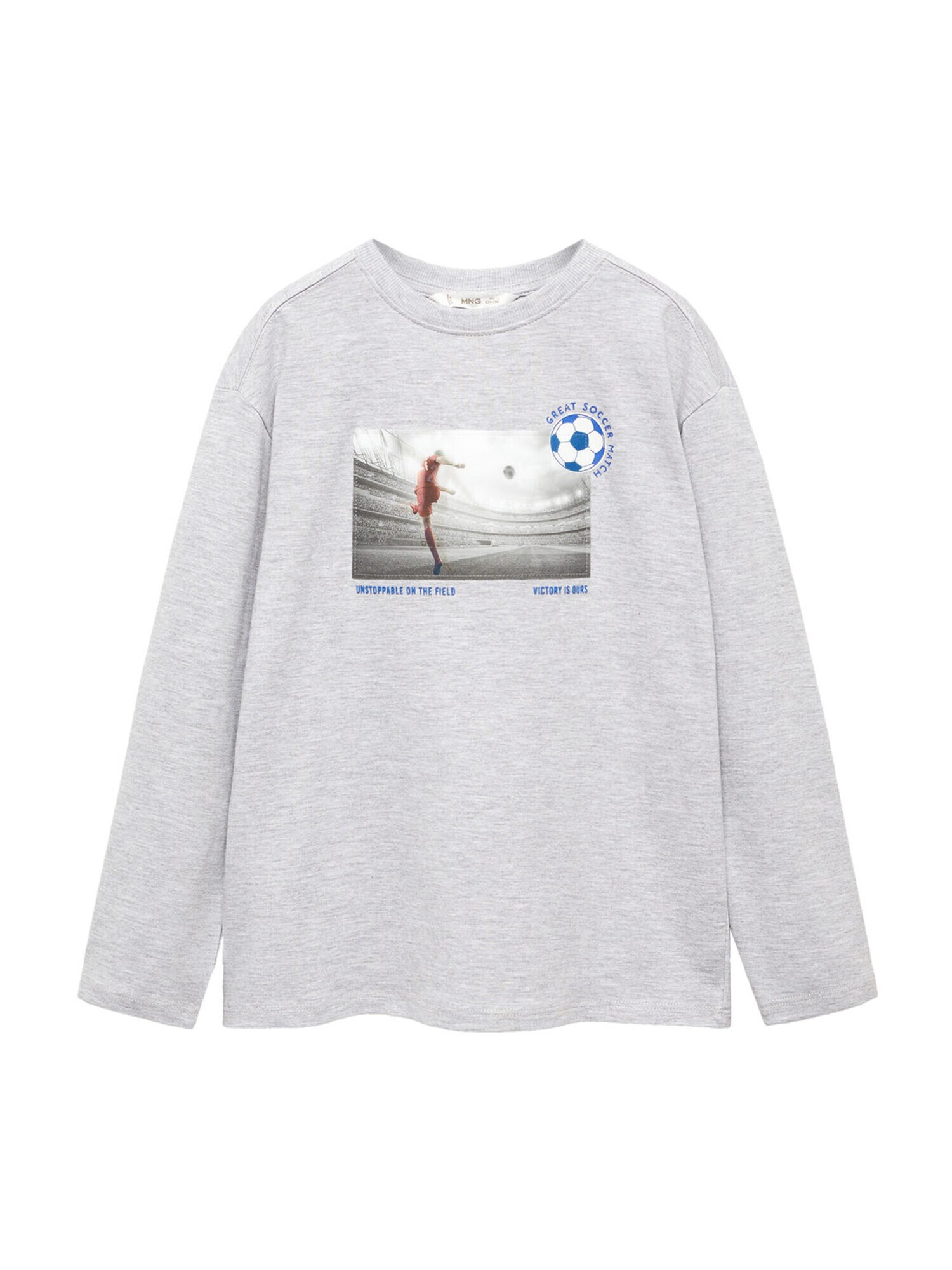 MANGO KIDS Tricou 'VICTORY' albastru / gri închis / gri amestecat / alb - Pled.ro