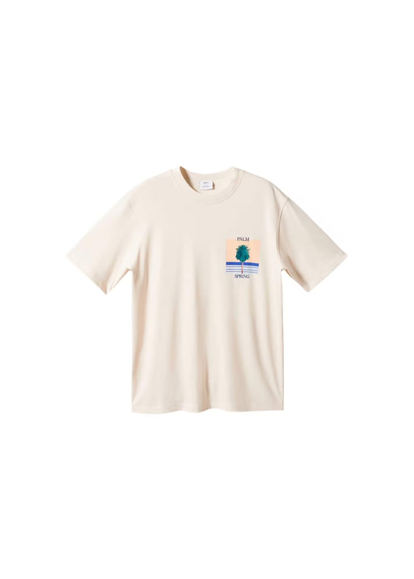 MANGO MAN Tricou 'Palm' albastru / galben pastel / portocaliu piersică - Pled.ro