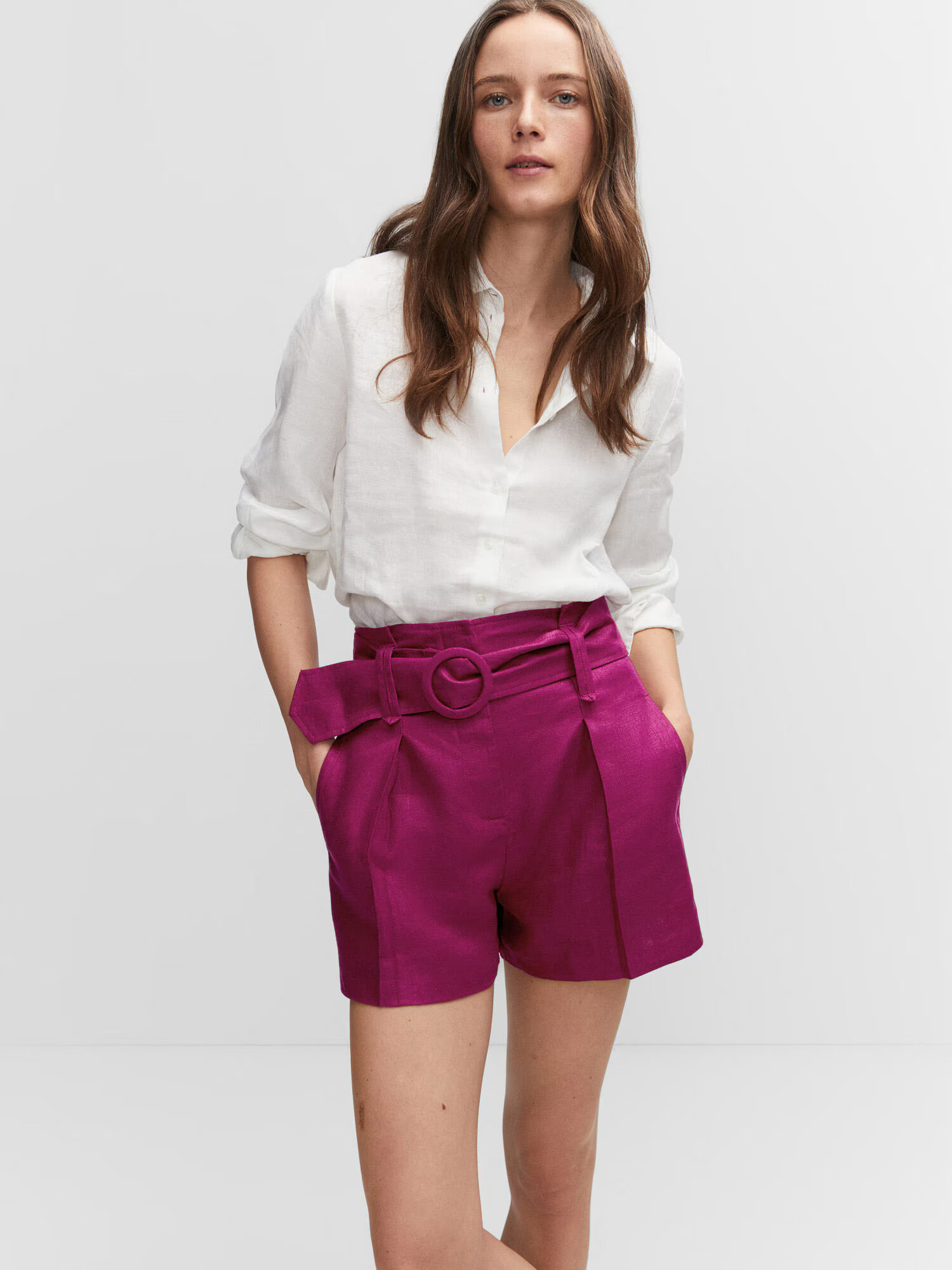 MANGO Pantaloni cu dungă 'CECILE' roșu-violet - Pled.ro