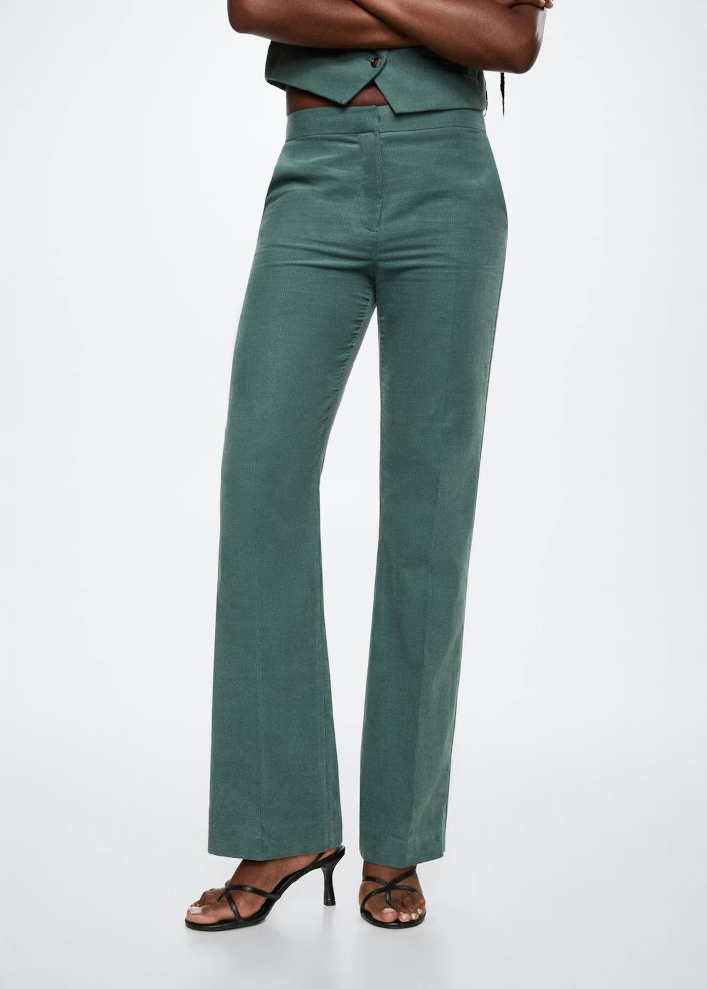 MANGO Pantaloni cu dungă 'Higalia' verde jad - Pled.ro