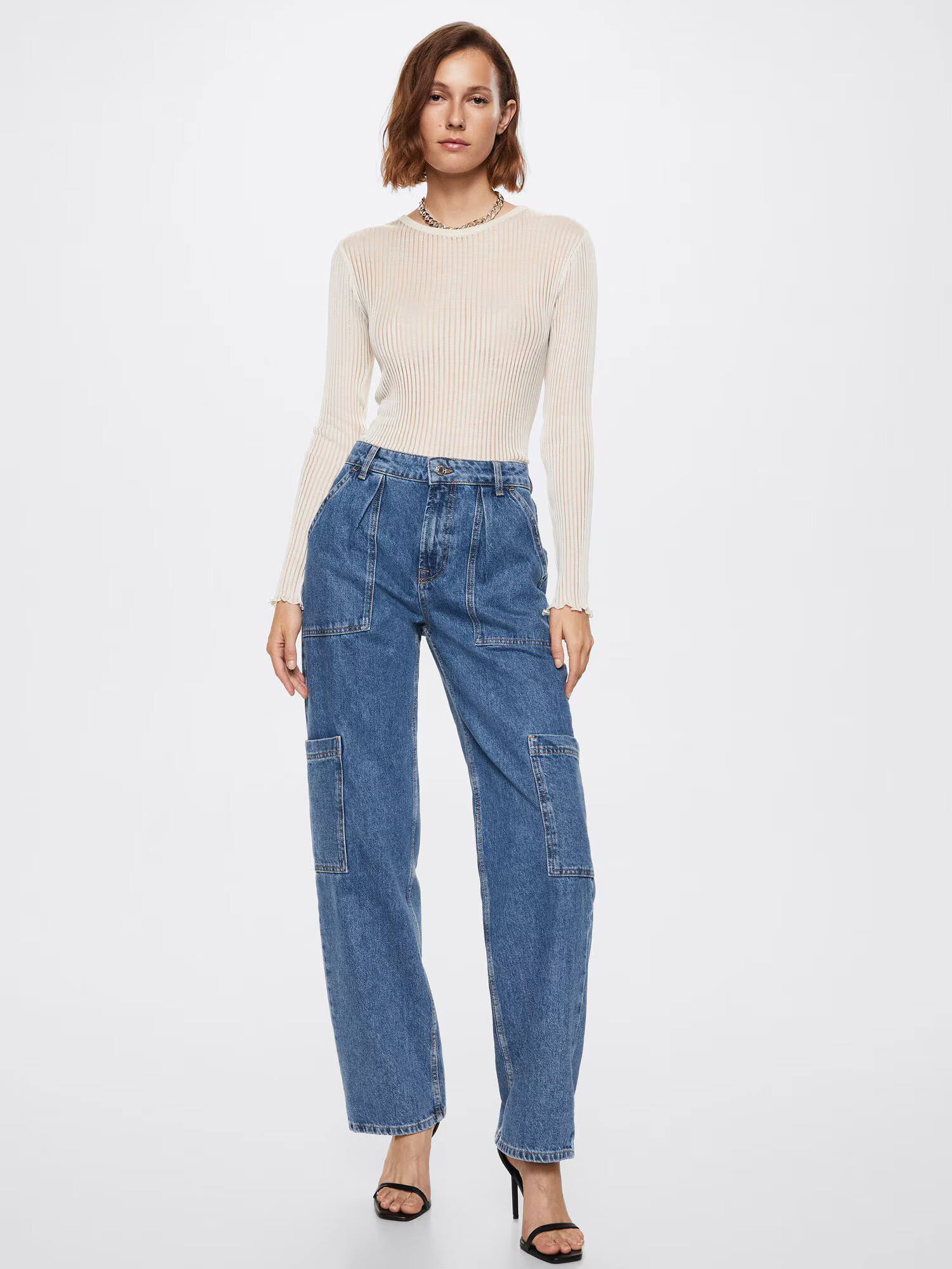 MANGO Pantaloni eleganți 'NURIA' albastru denim - Pled.ro