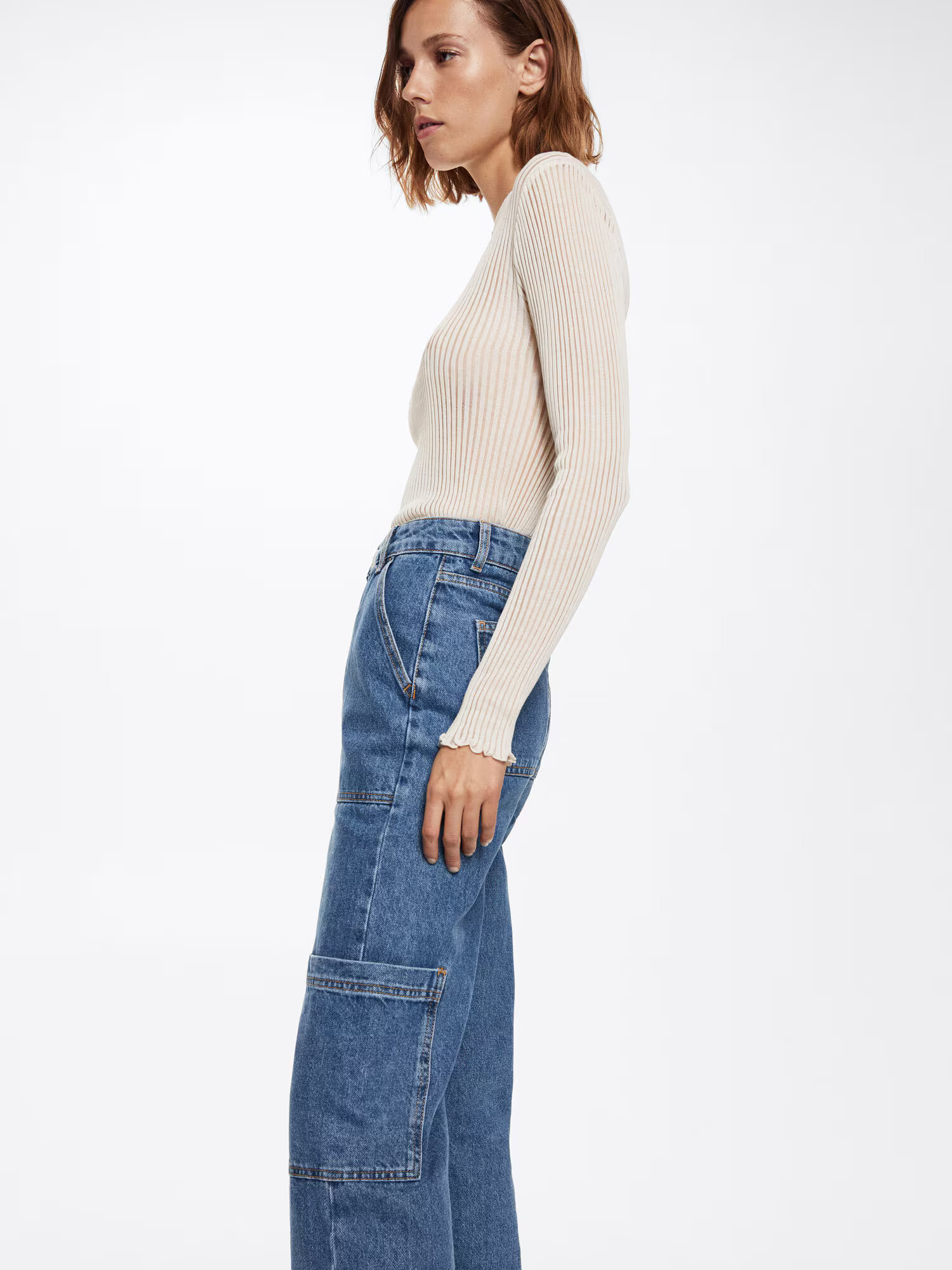 MANGO Pantaloni eleganți 'NURIA' albastru denim - Pled.ro