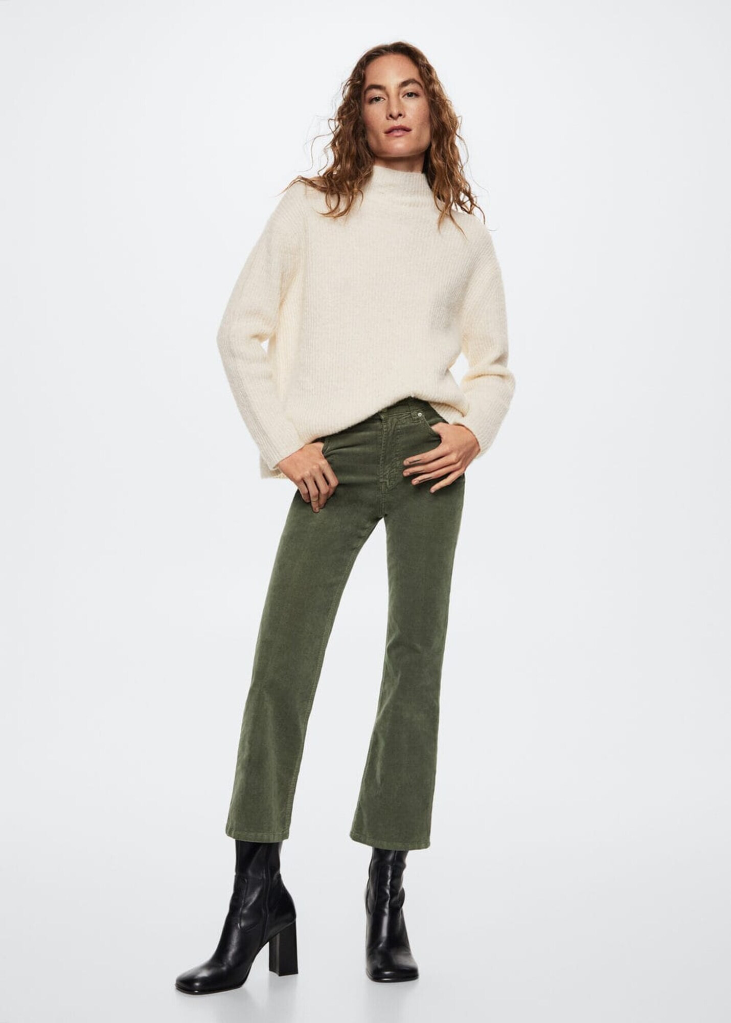 MANGO Pantaloni eleganți verde - Pled.ro