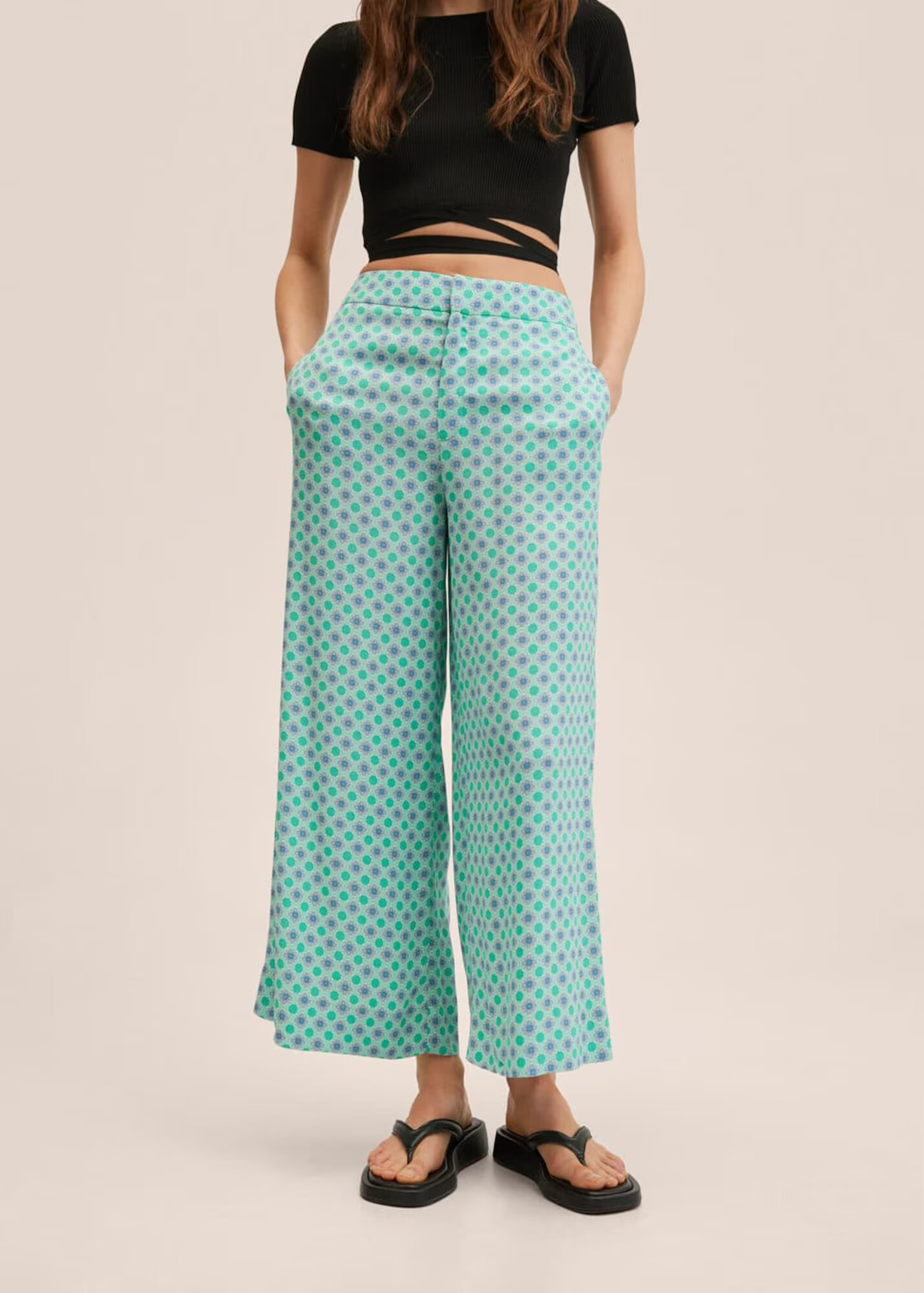 MANGO Pantaloni 'Jaipur' albastru / gri / verde / verde deschis - Pled.ro