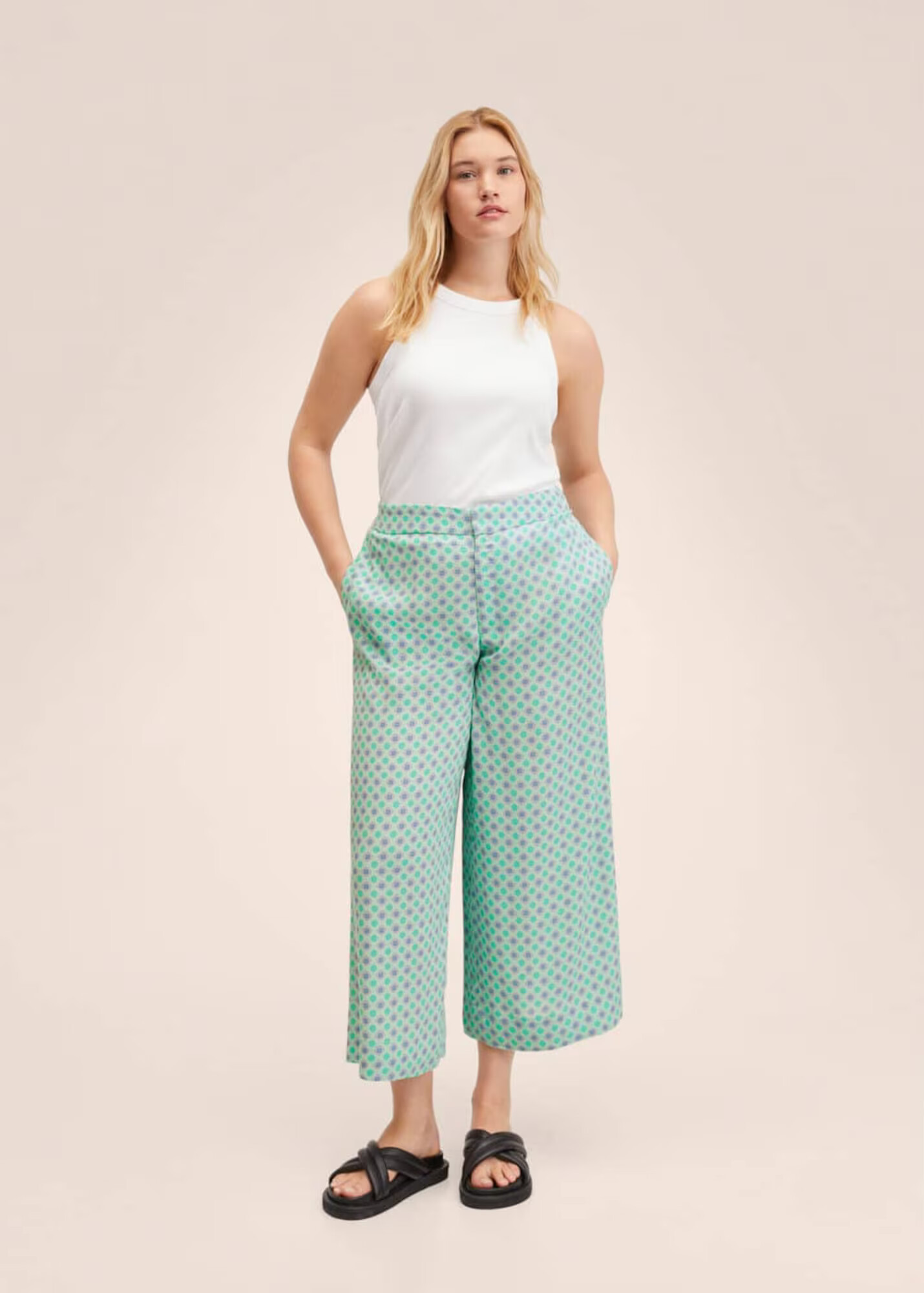 MANGO Pantaloni 'Jaipur' albastru / gri / verde / verde deschis - Pled.ro