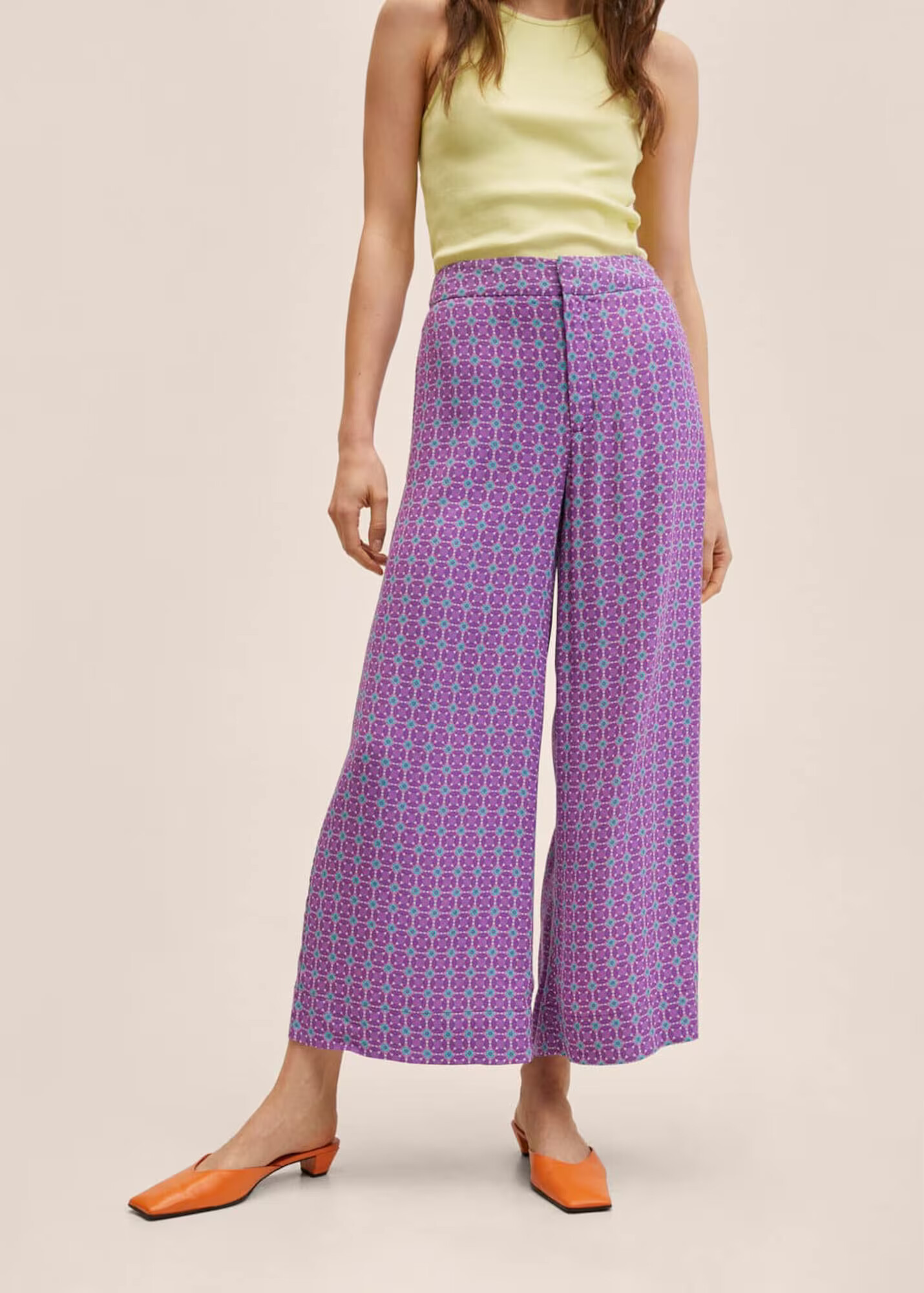 MANGO Pantaloni 'Jaipur' turcoaz / lila / roz / alb - Pled.ro