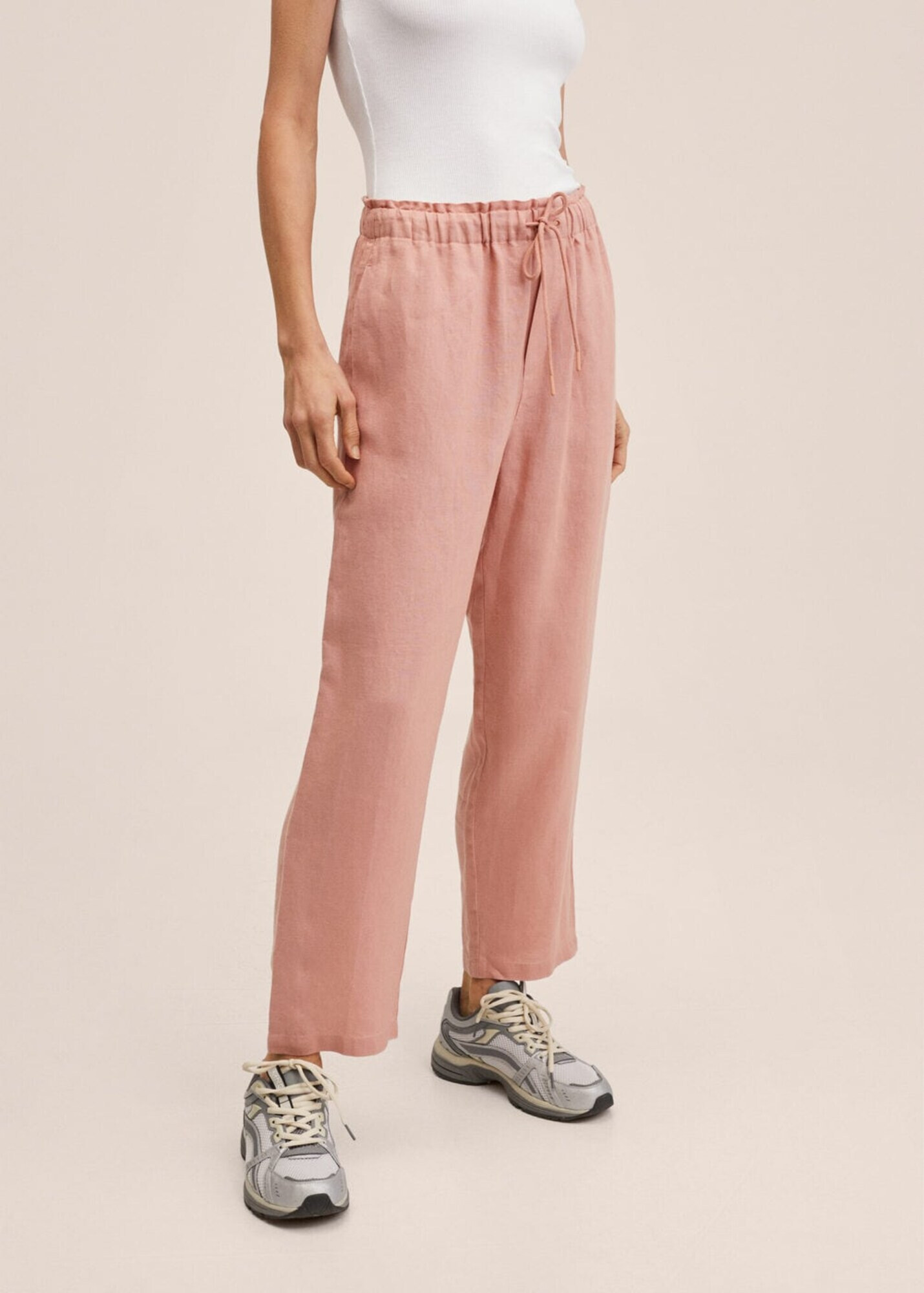 MANGO Pantaloni 'Linen' roz pal - Pled.ro