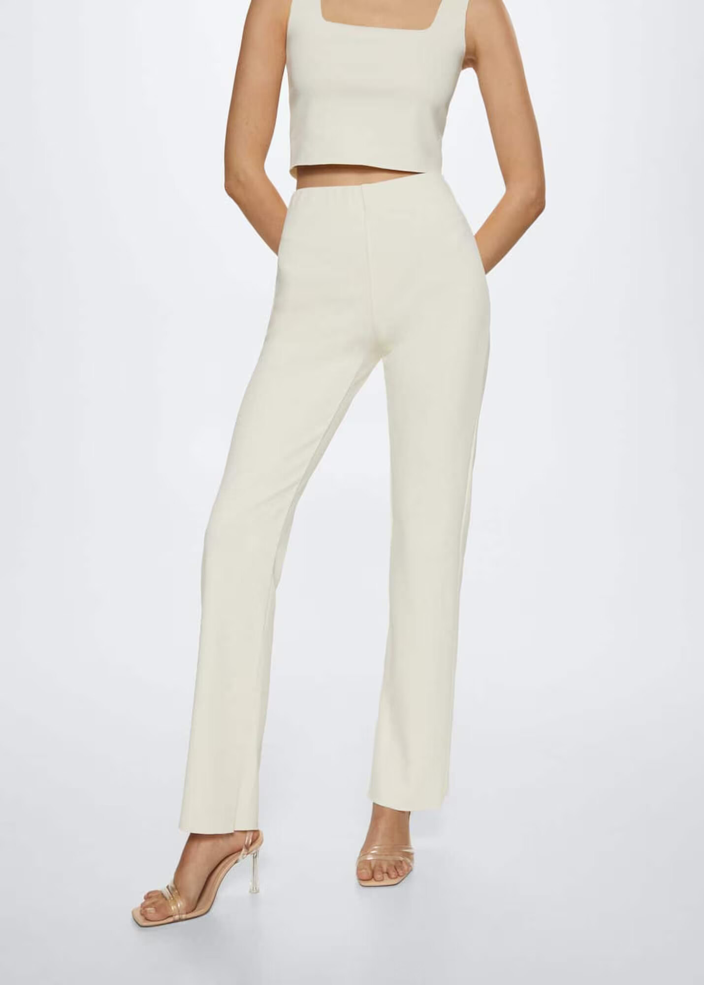 MANGO Pantaloni 'Maggie' crem - Pled.ro