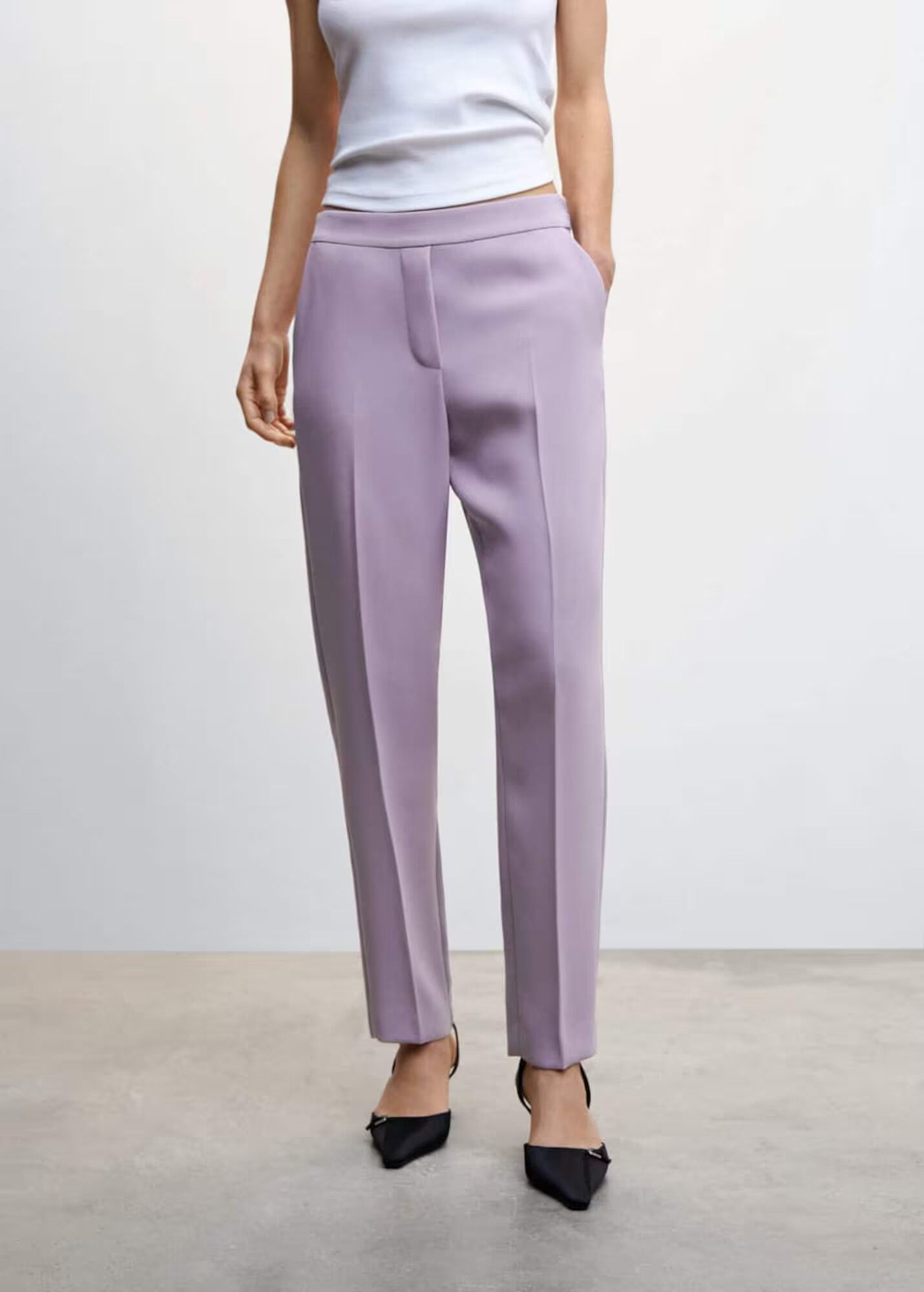 MANGO Pantaloni mov pastel - Pled.ro