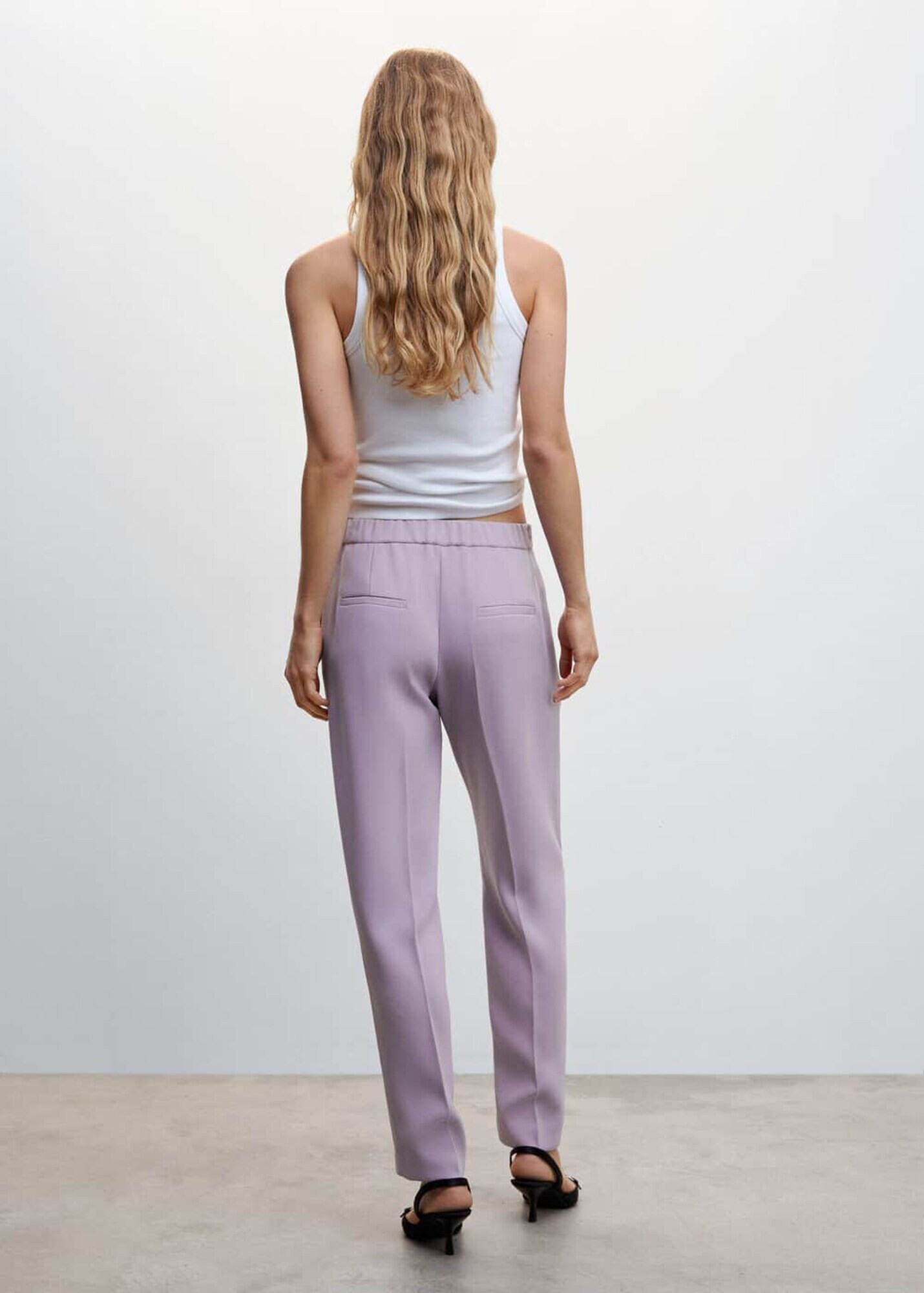 MANGO Pantaloni mov pastel - Pled.ro