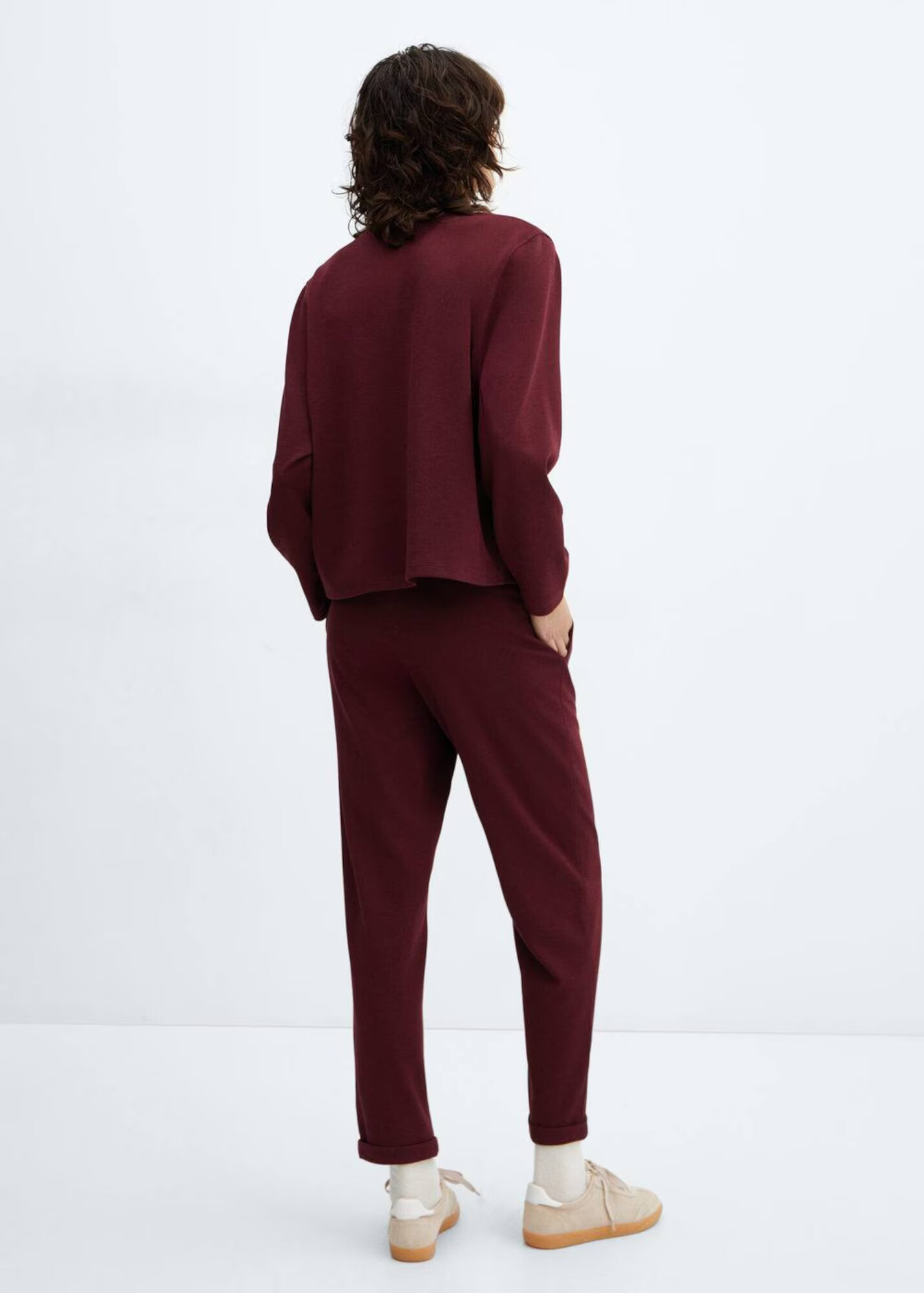 MANGO Pantaloni roșu bordeaux - Pled.ro