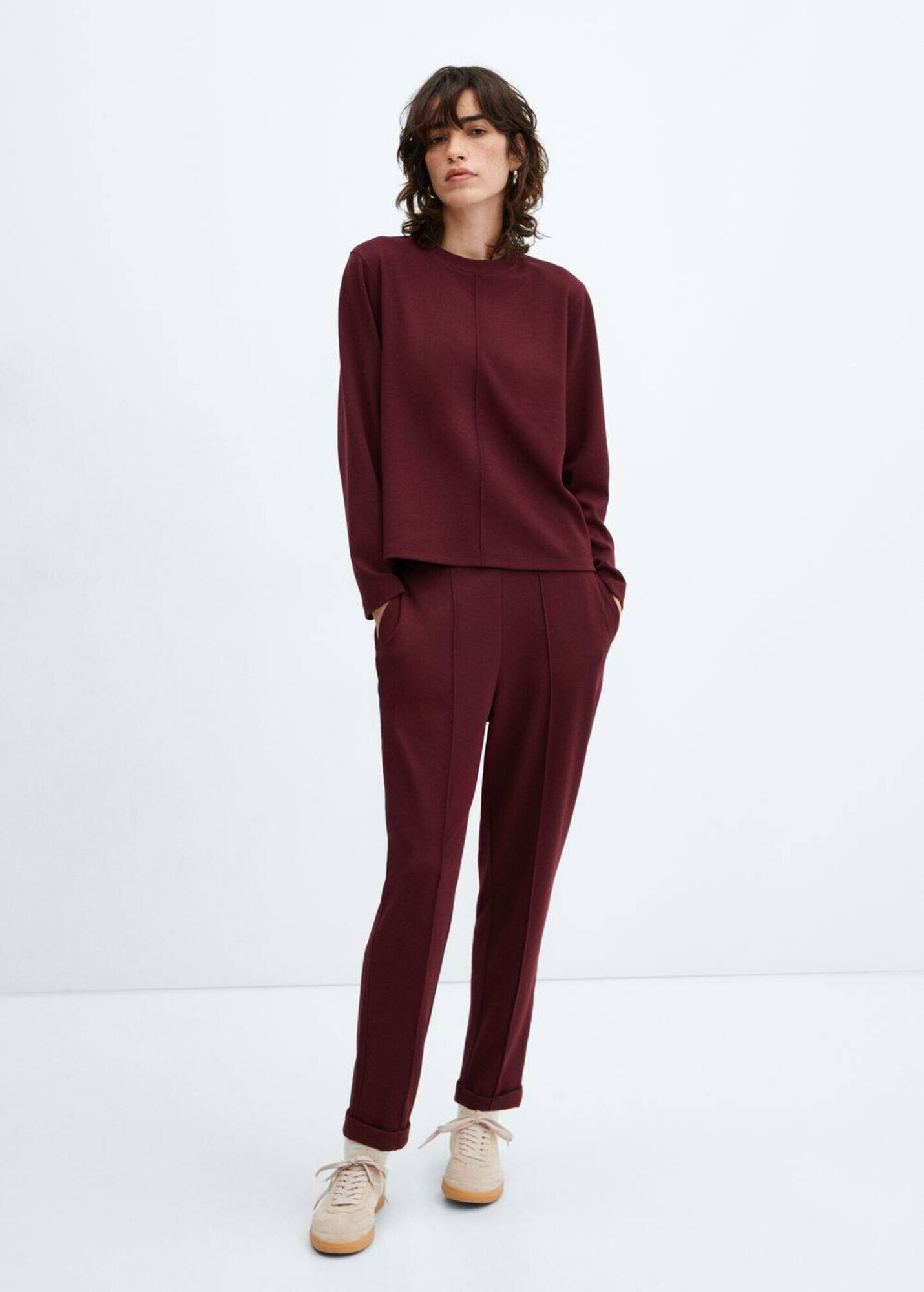 MANGO Pantaloni roșu bordeaux - Pled.ro