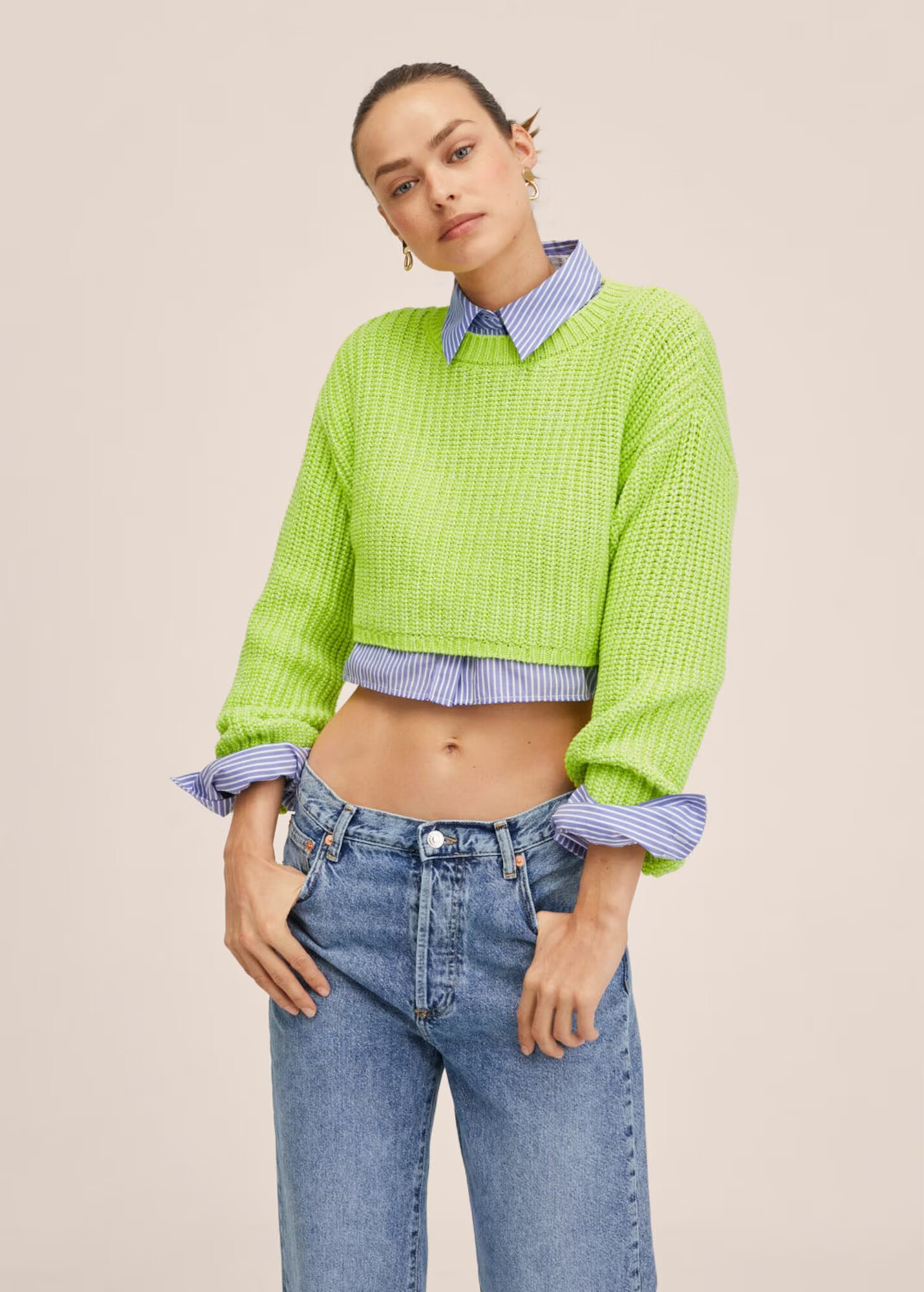 MANGO Pulover 'Hoop' verde neon - Pled.ro