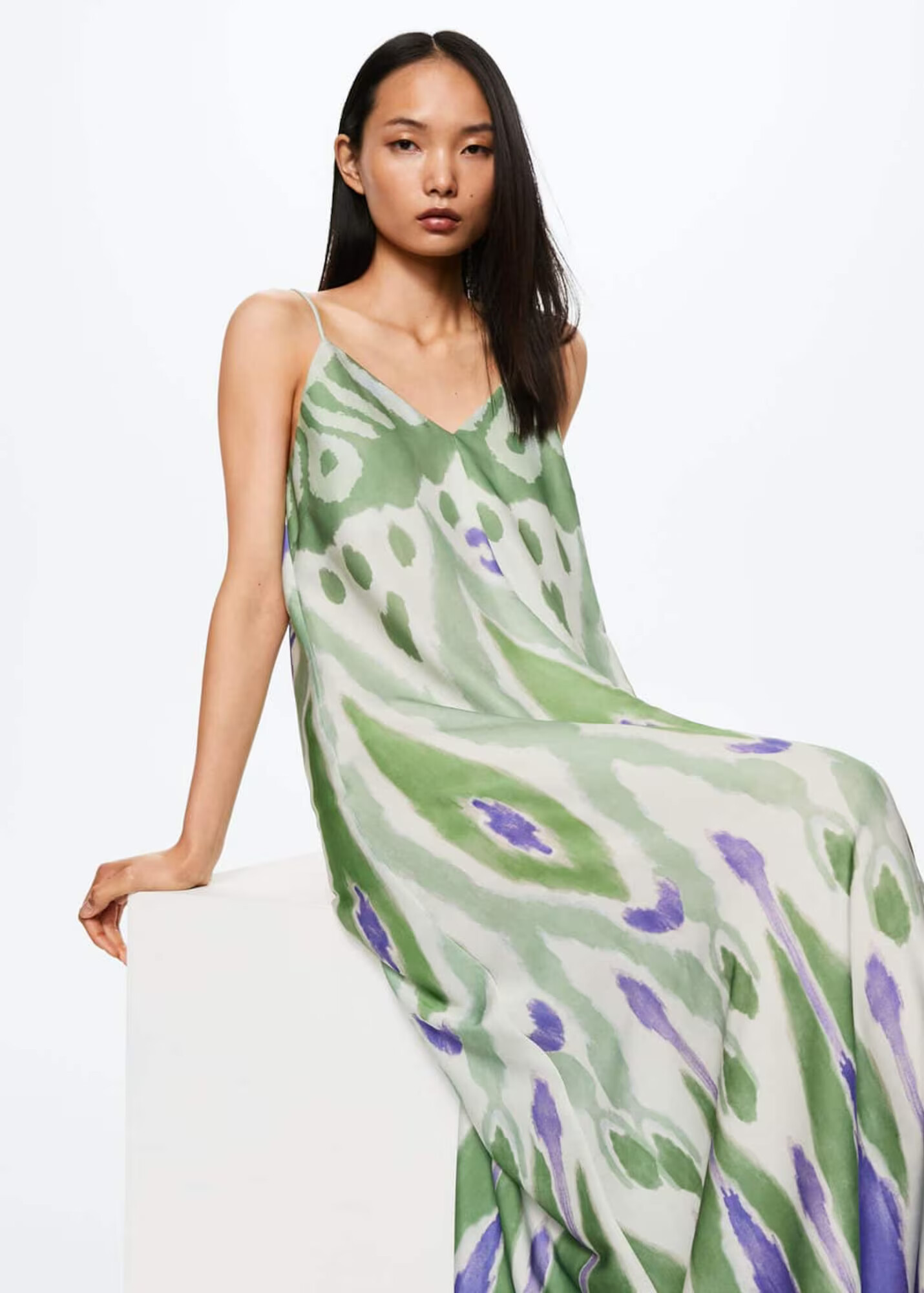 MANGO Rochie de vară 'Carry3' indigo / verde / alb - Pled.ro