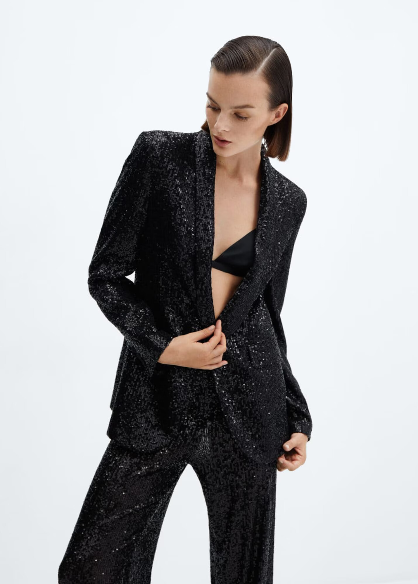 MANGO Sacou 'Glitter' negru - Pled.ro