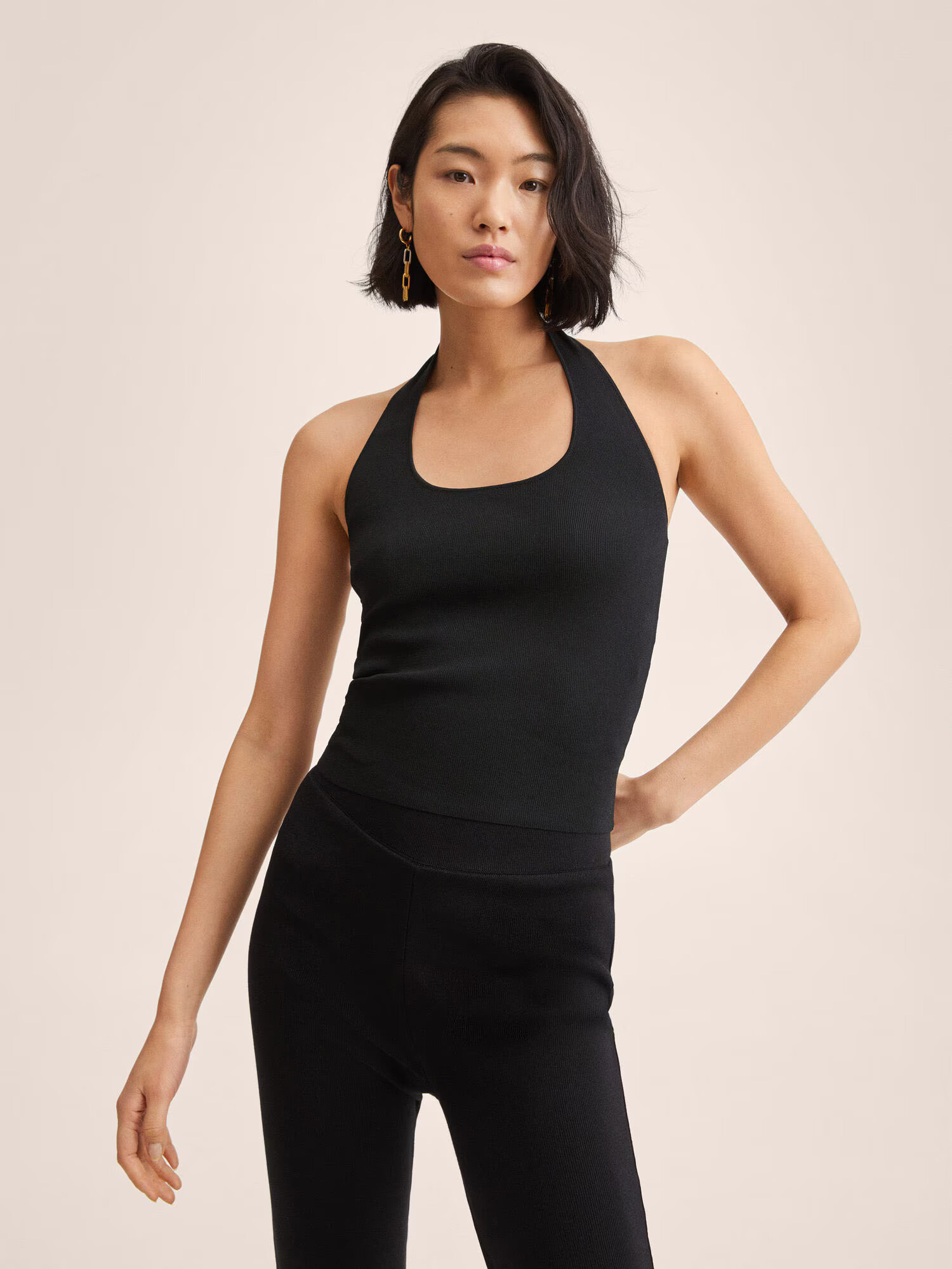 MANGO Top brodat 'DEAN' negru - Pled.ro