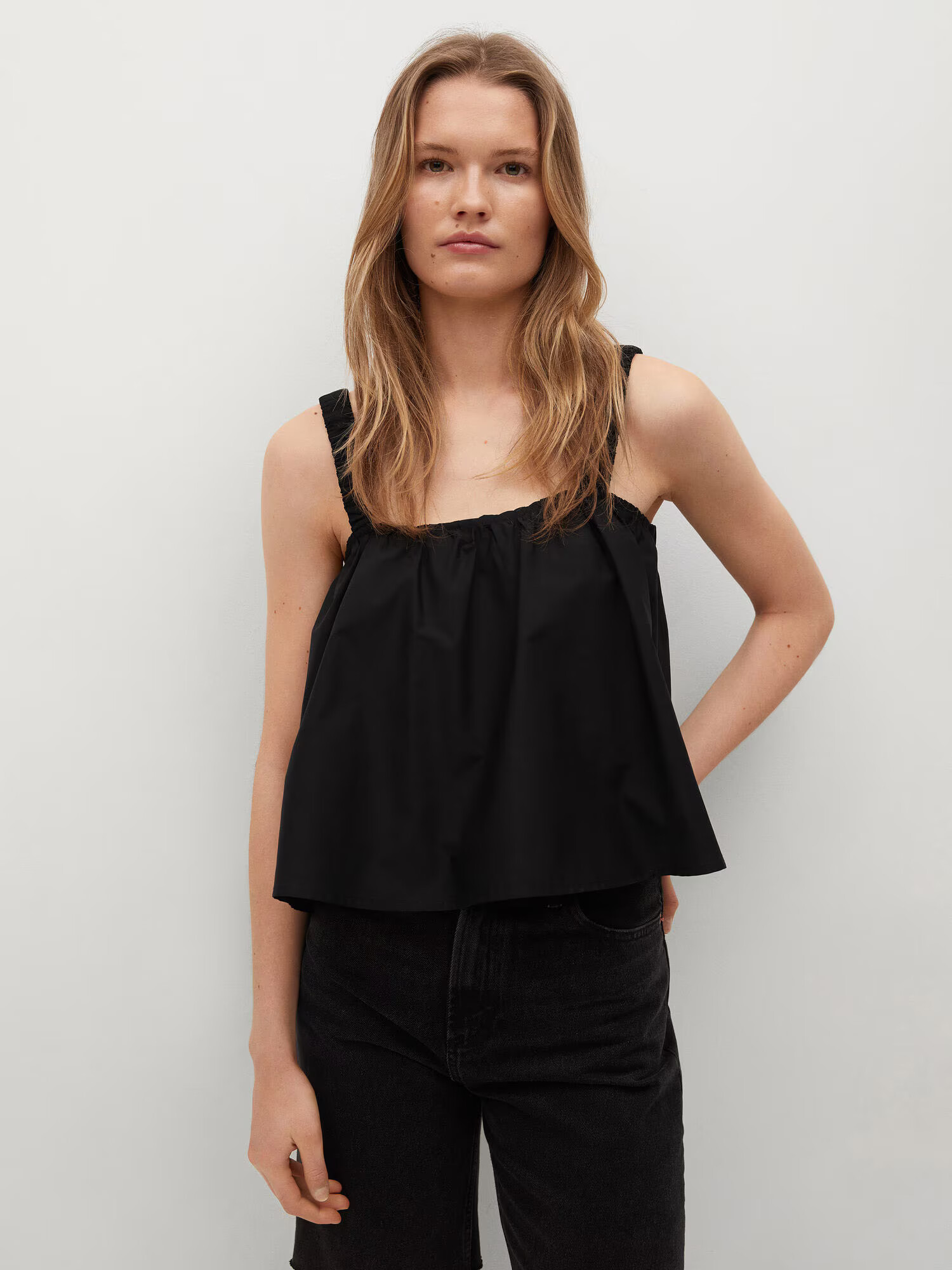 MANGO Top 'DELOS' negru - Pled.ro