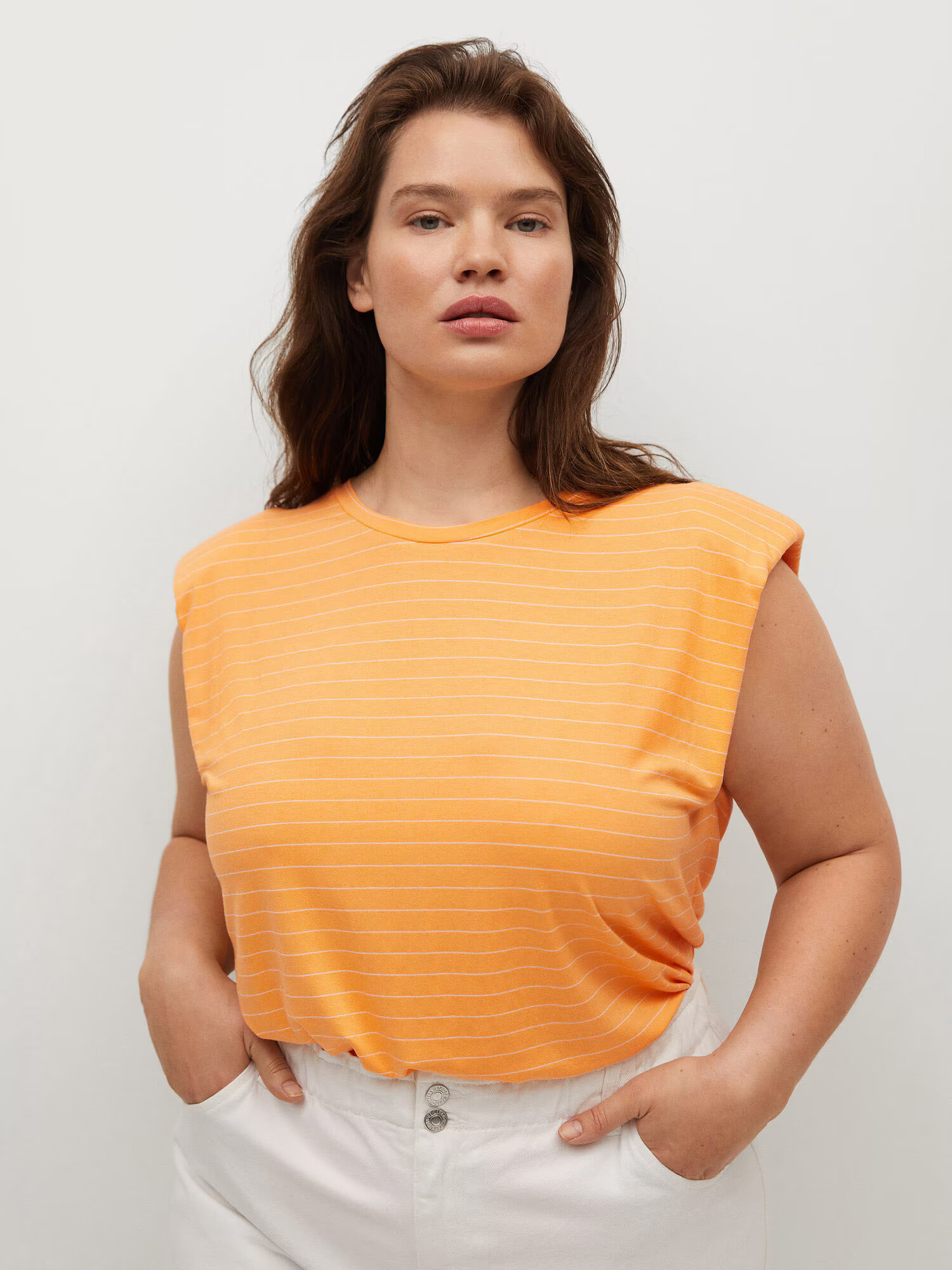 MANGO Top 'TELMA' portocaliu / alb - Pled.ro