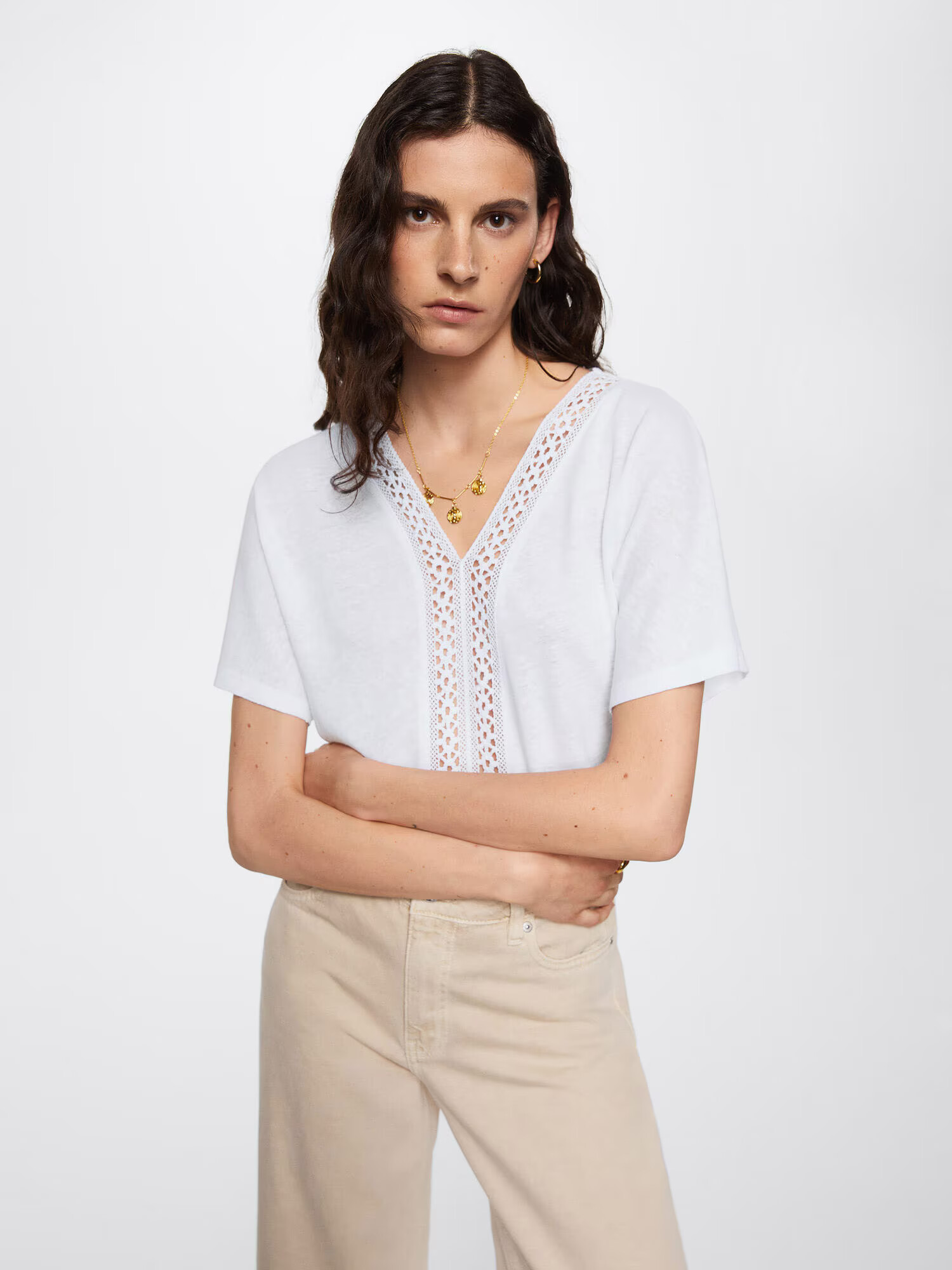 MANGO Tricou 'BOHO' alb - Pled.ro