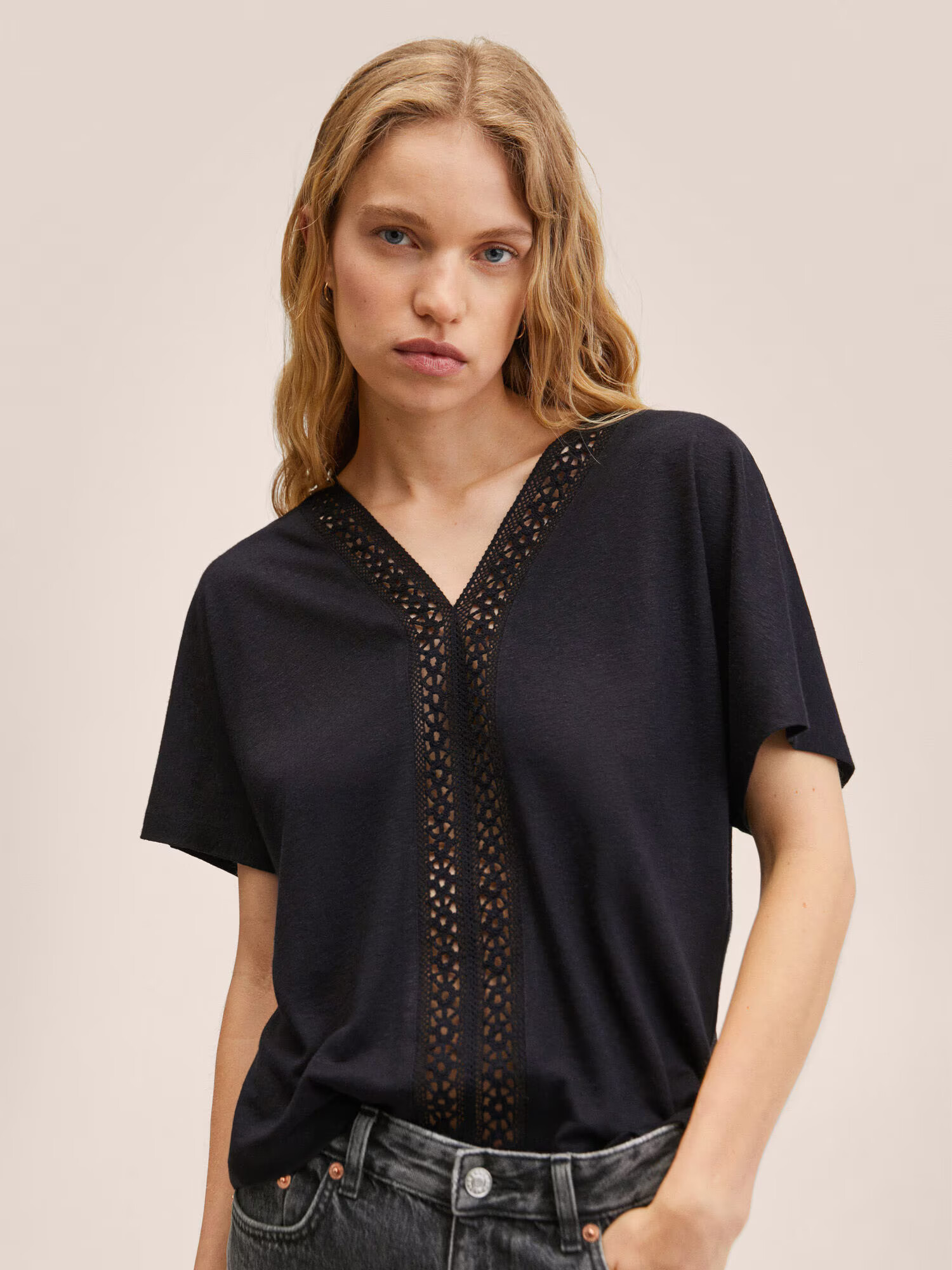 MANGO Tricou 'BOHO' negru - Pled.ro