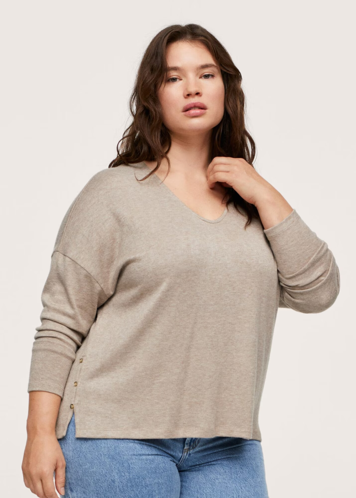 MANGO Tricou gri taupe - Pled.ro