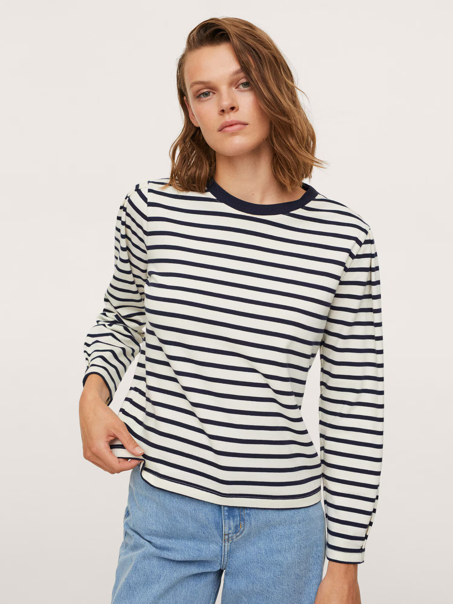 MANGO Tricou 'Larin' bleumarin / alb - Pled.ro