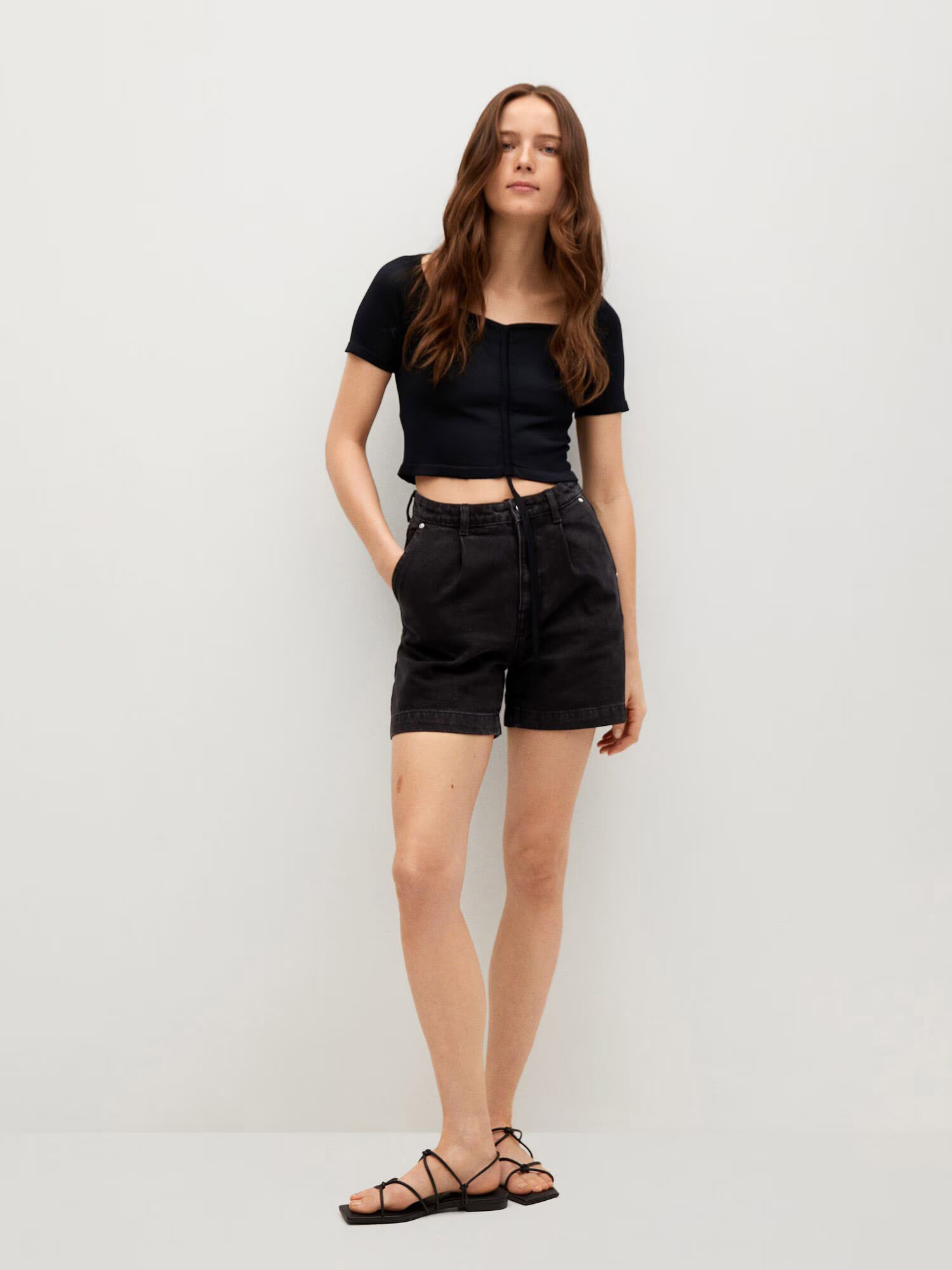 MANGO Tricou negru - Pled.ro