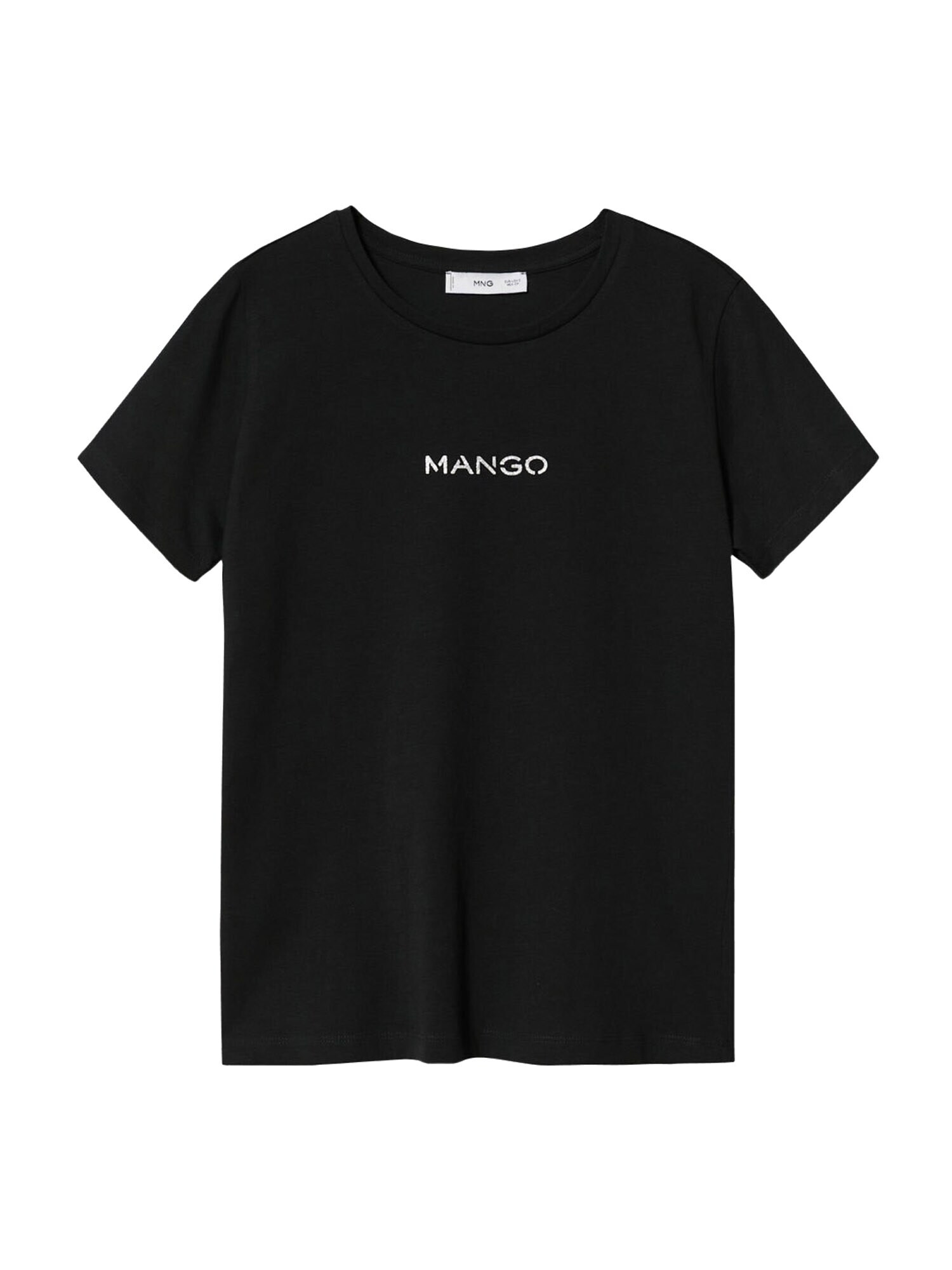 MANGO Tricou negru / alb murdar - Pled.ro