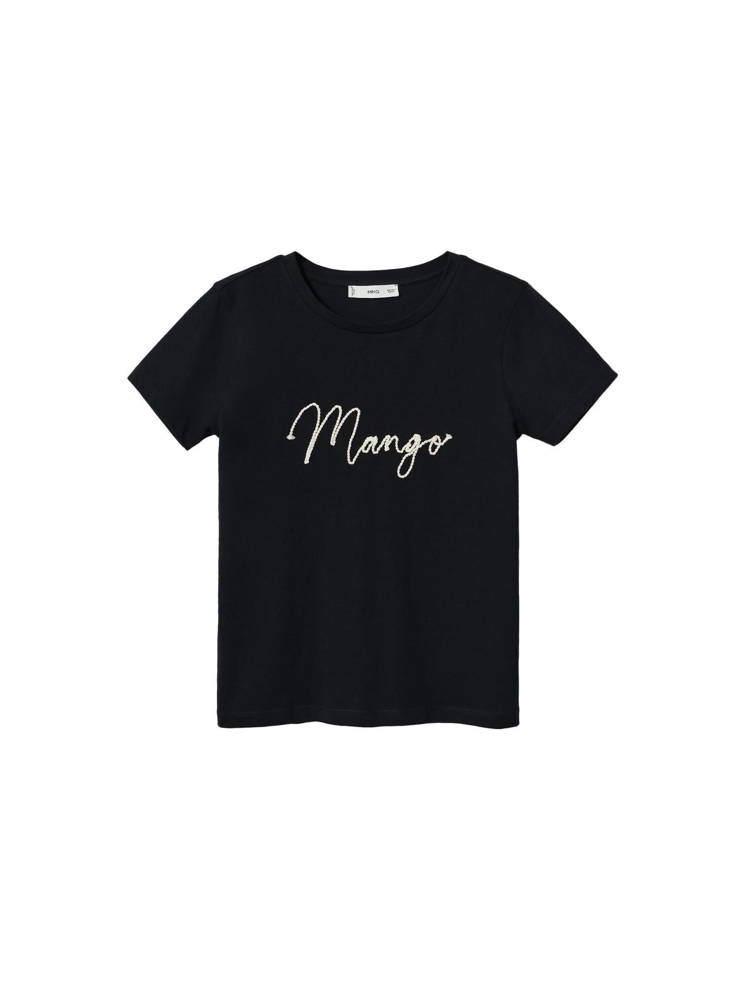 MANGO Tricou negru / alb natural - Pled.ro