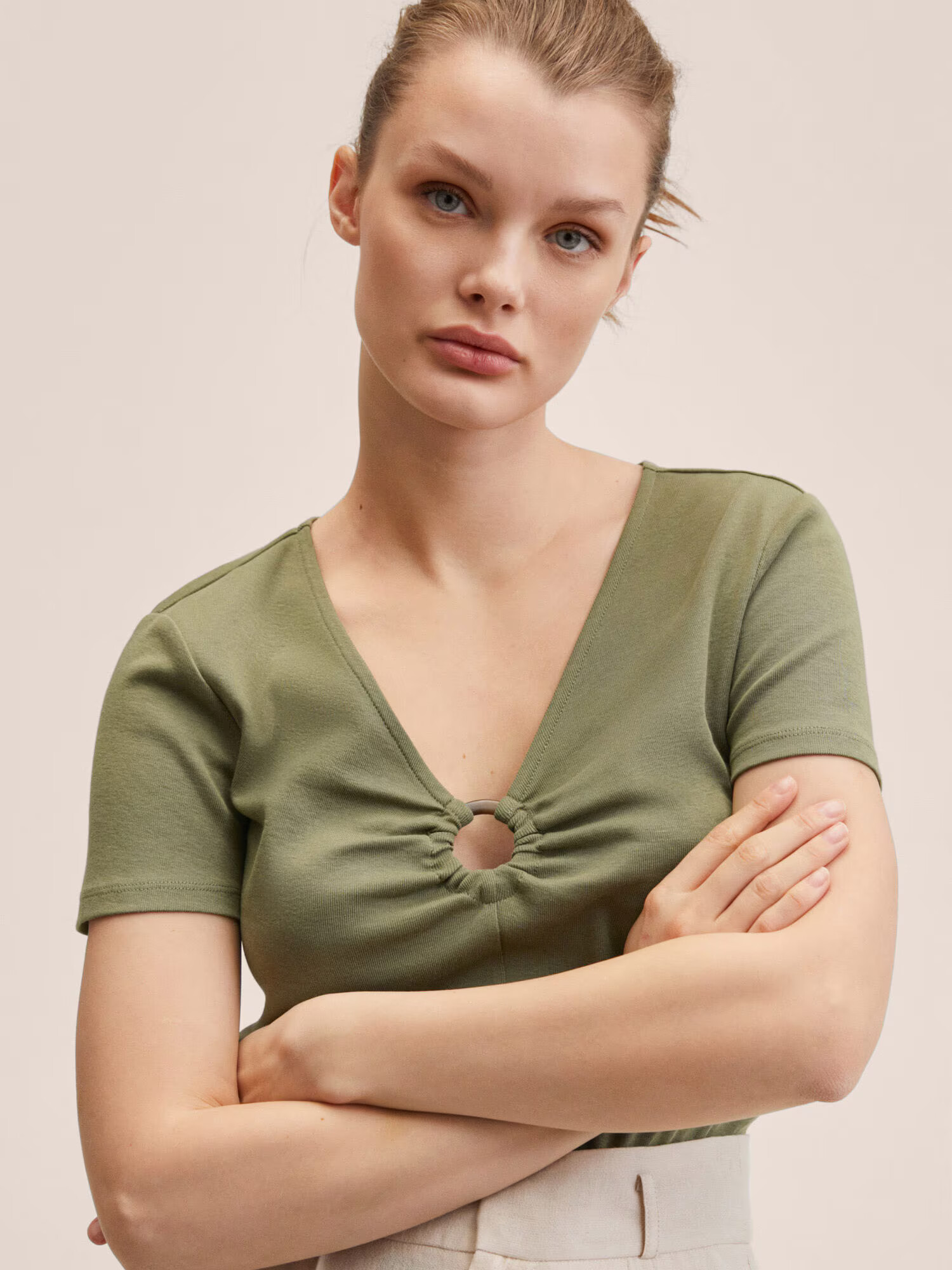 MANGO Tricou verde stuf - Pled.ro