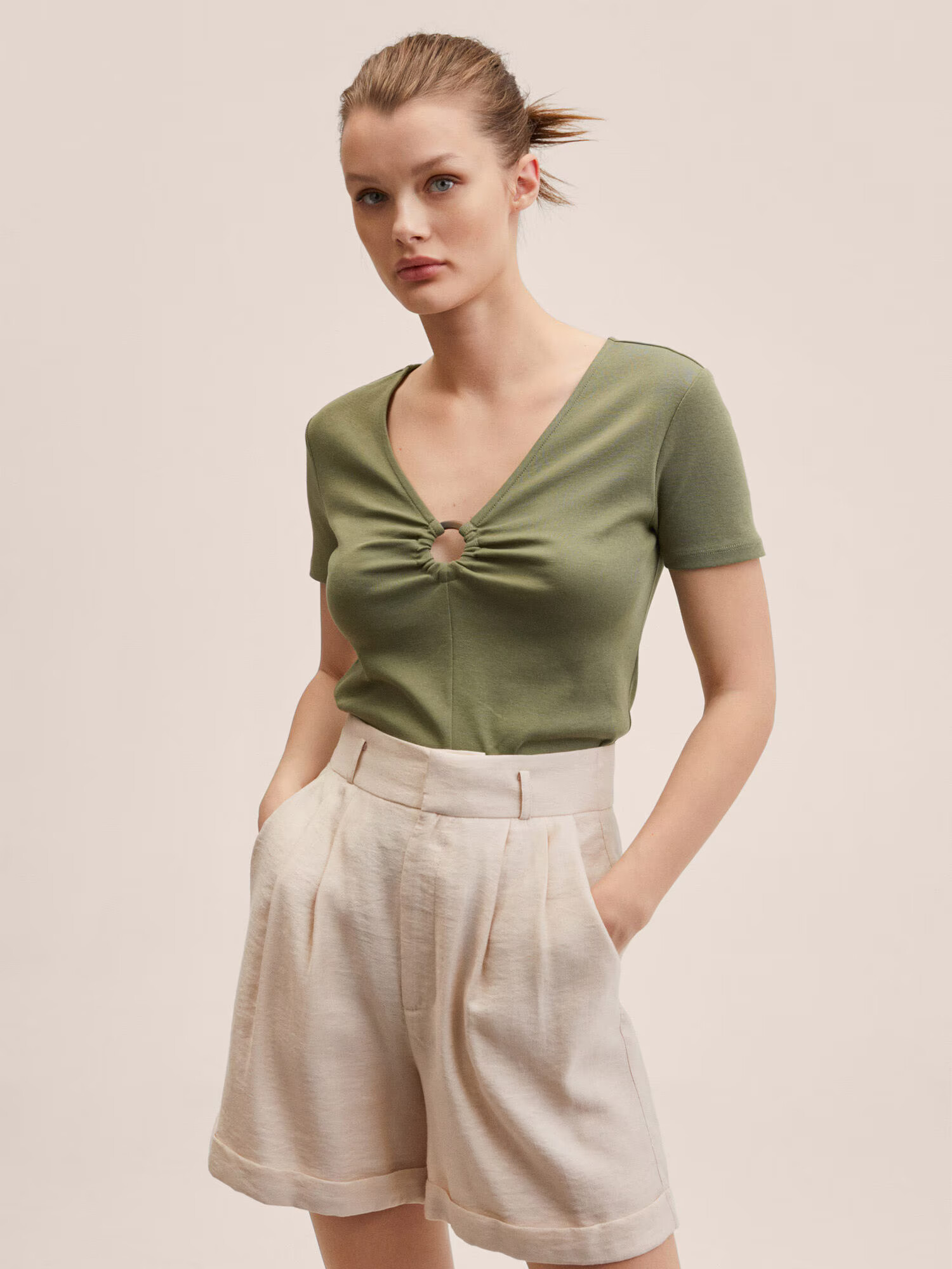 MANGO Tricou verde stuf - Pled.ro