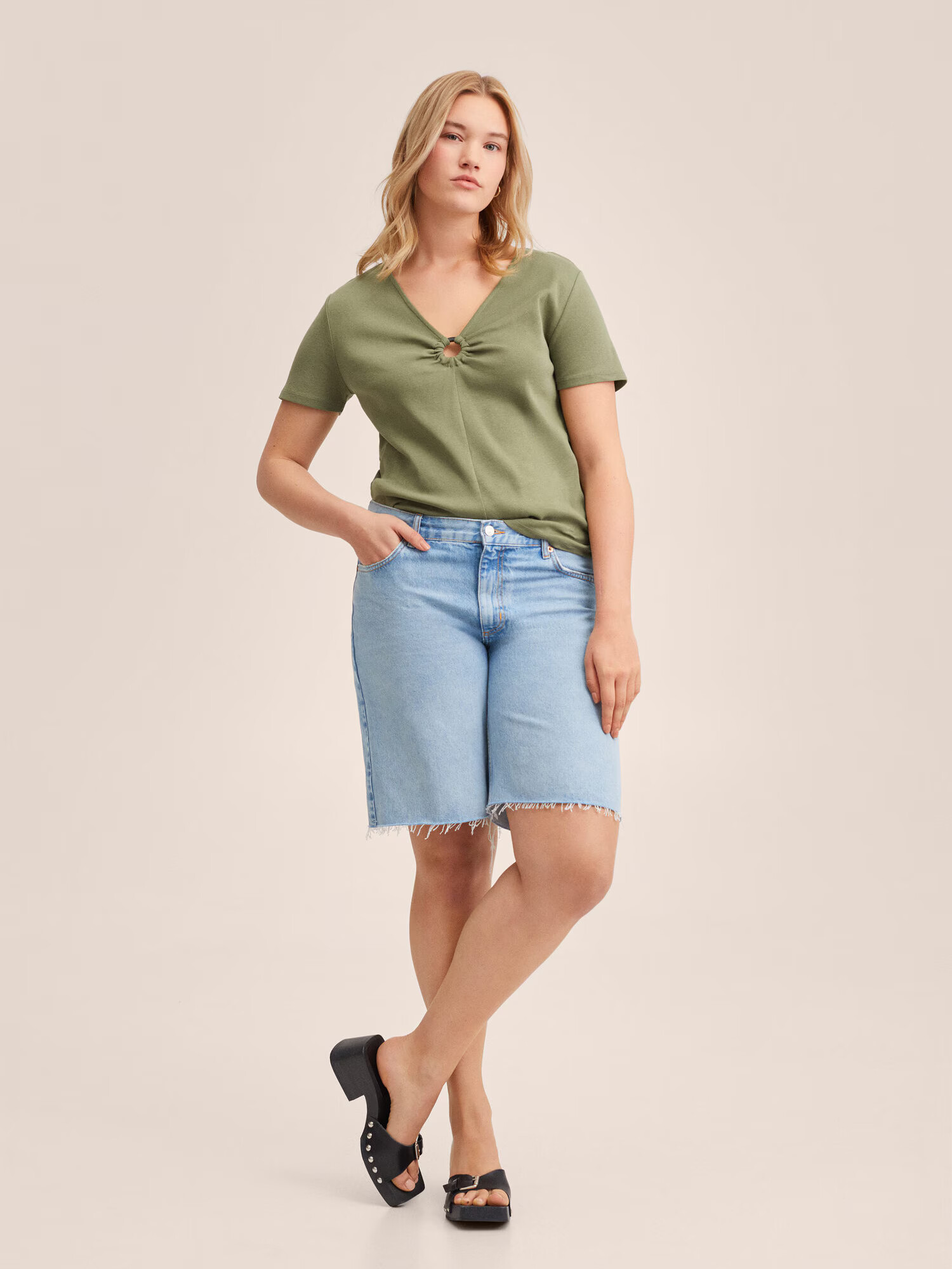 MANGO Tricou verde stuf - Pled.ro