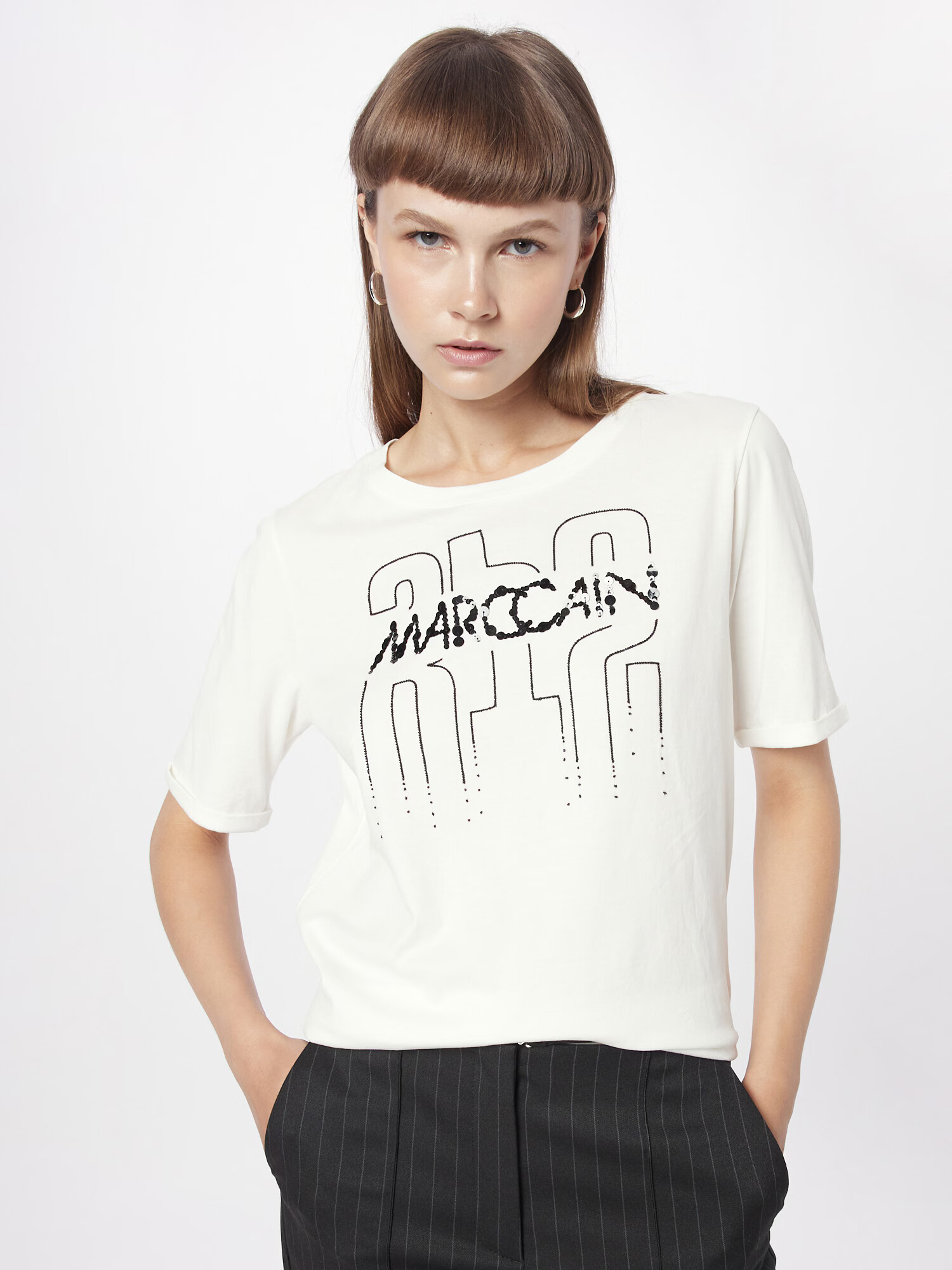 Marc Cain Tricou negru / alb murdar - Pled.ro